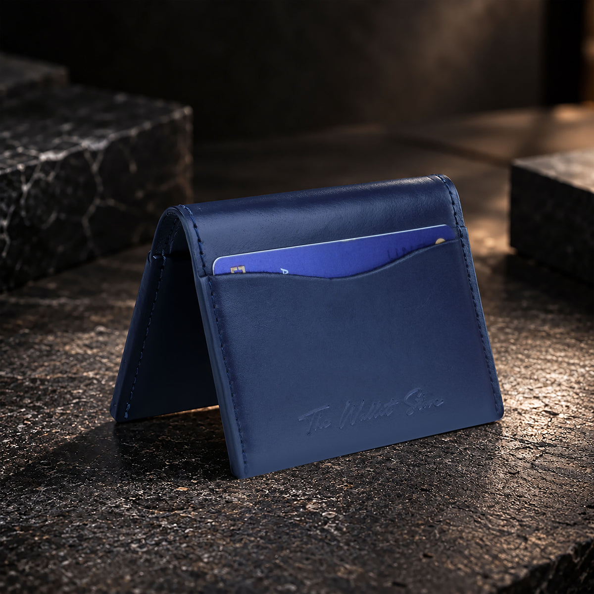 Axis Slim Leather Cardholder - Blue