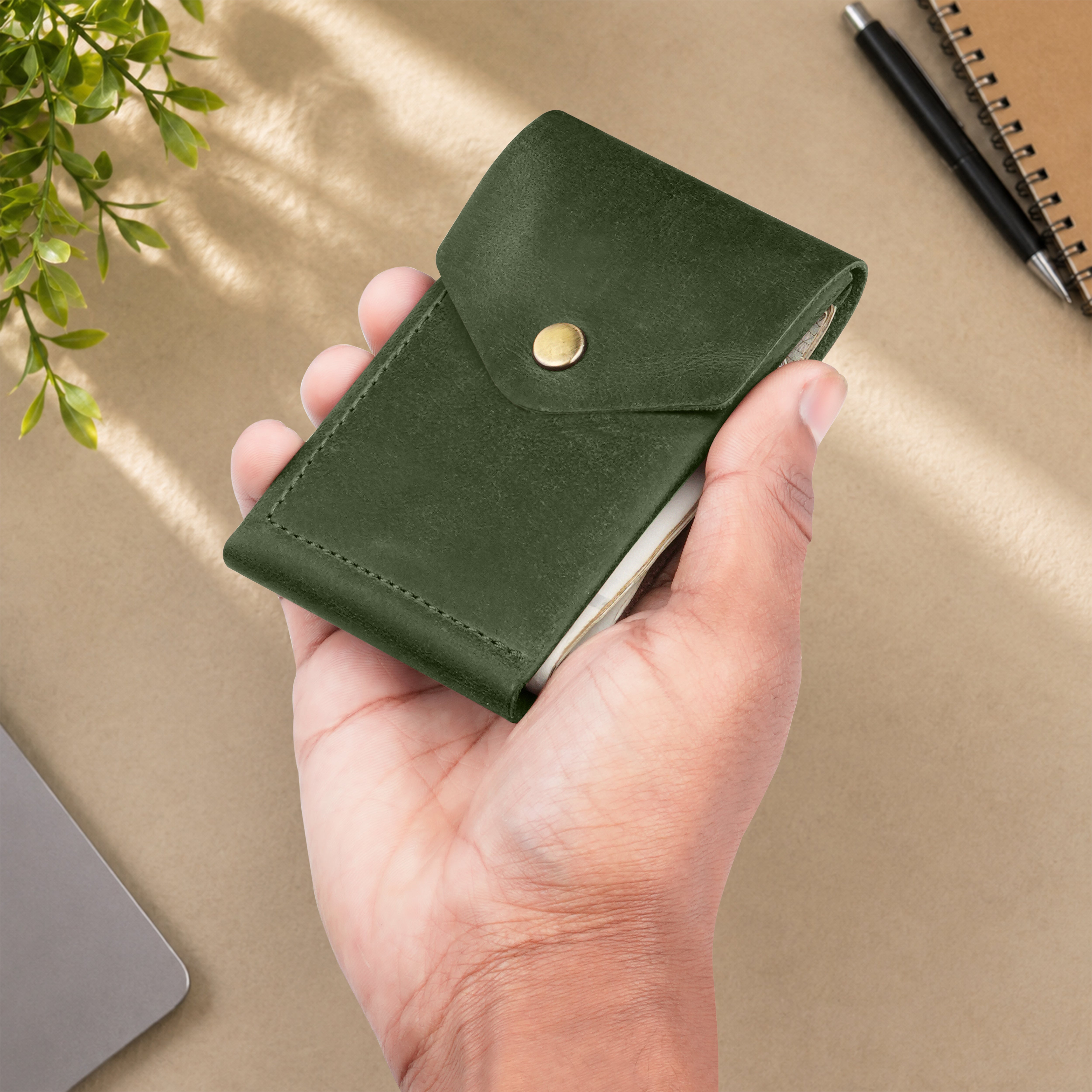 Flip Genuine Leather Wallet - Dark Green