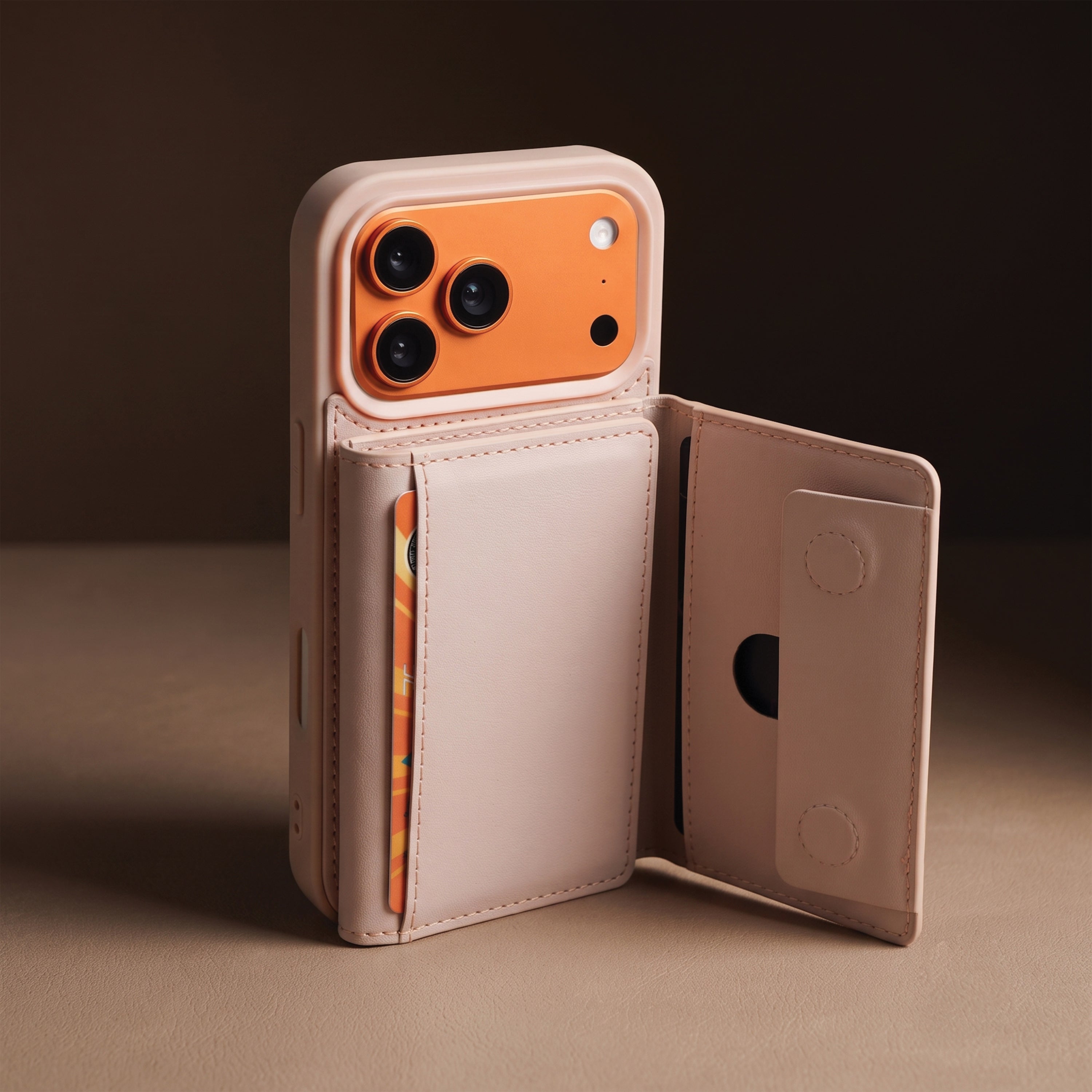 iPhone 17 Pro Max Magnetic Case with Detachable Cardholder - Pink