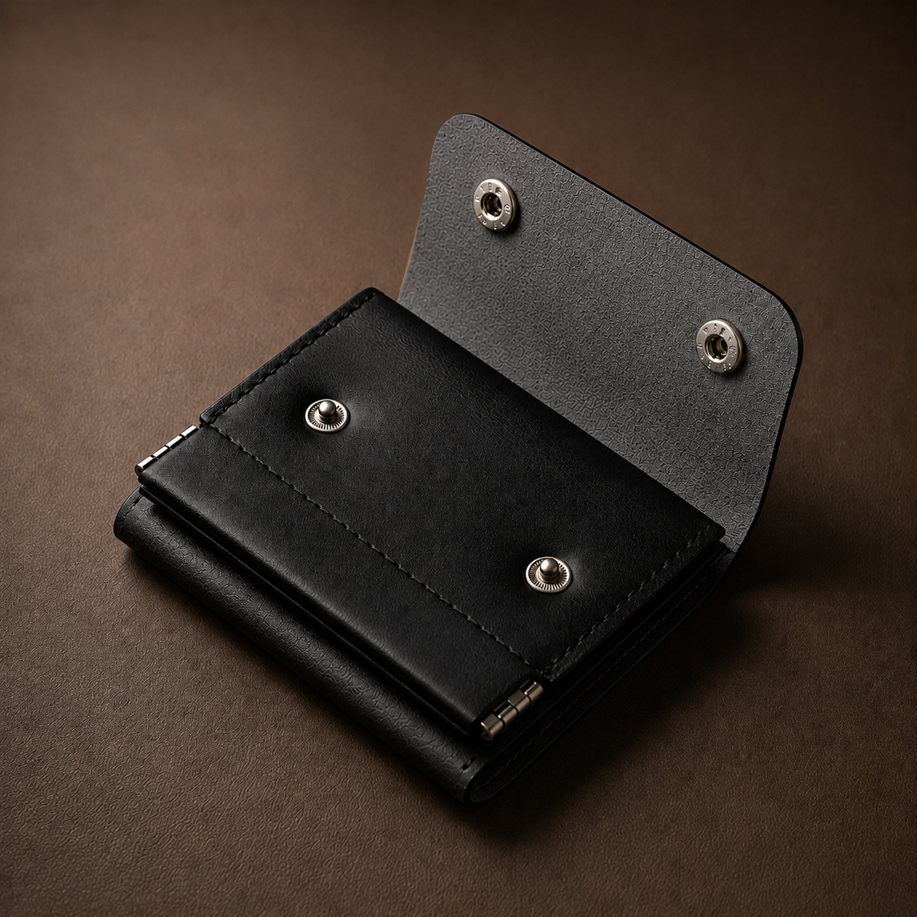 ClickKiss Minimalist Genuine Leather Wallet - Black