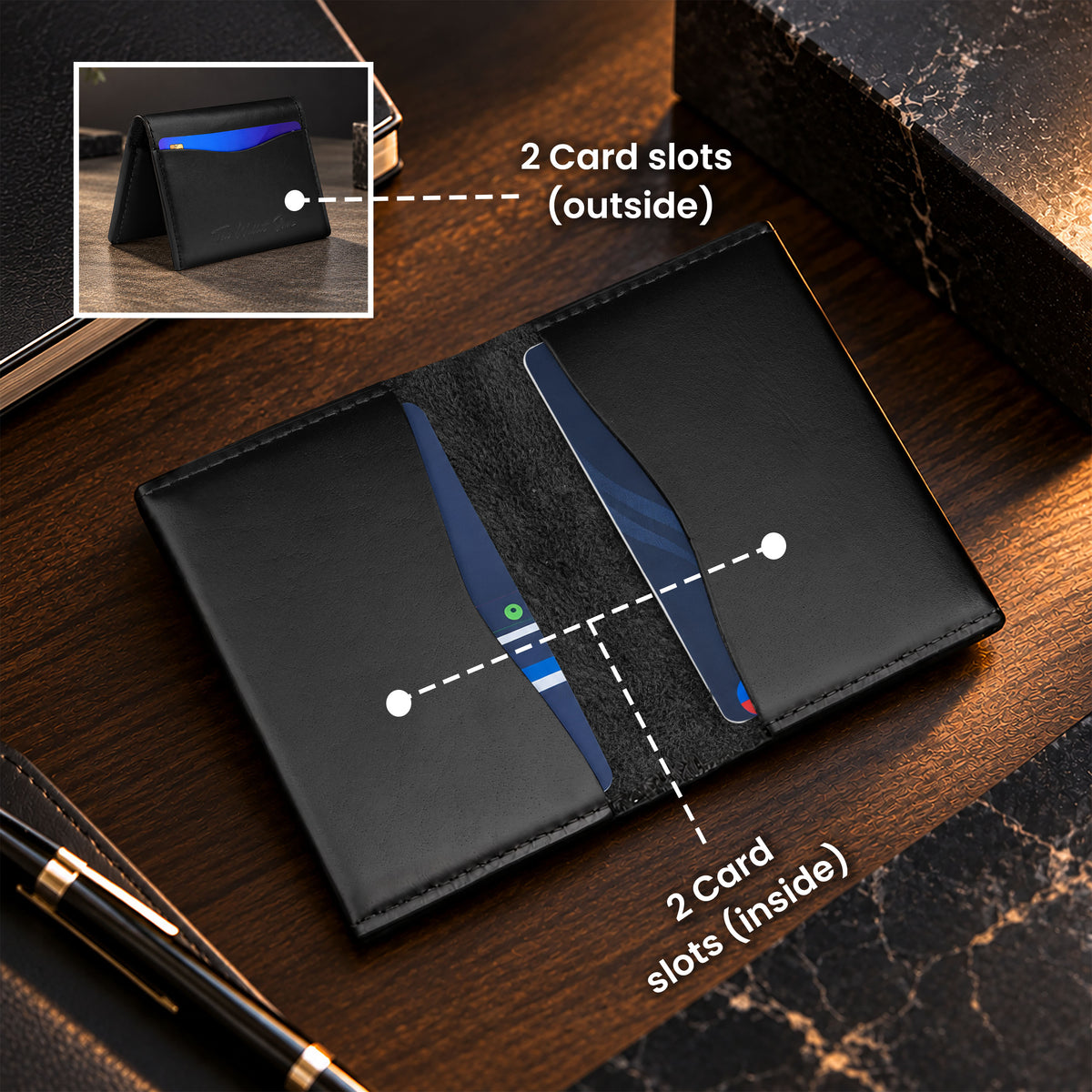 Axis Slim Leather Cardholder - Black