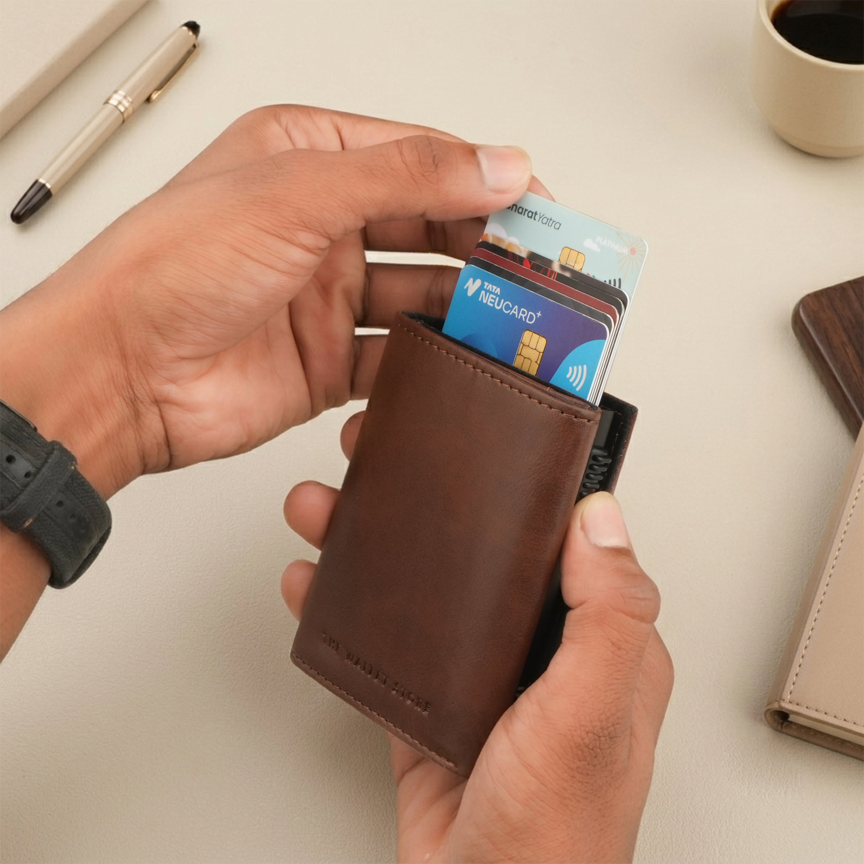 Crest RFID Protected Wallet Cardholder - Brown