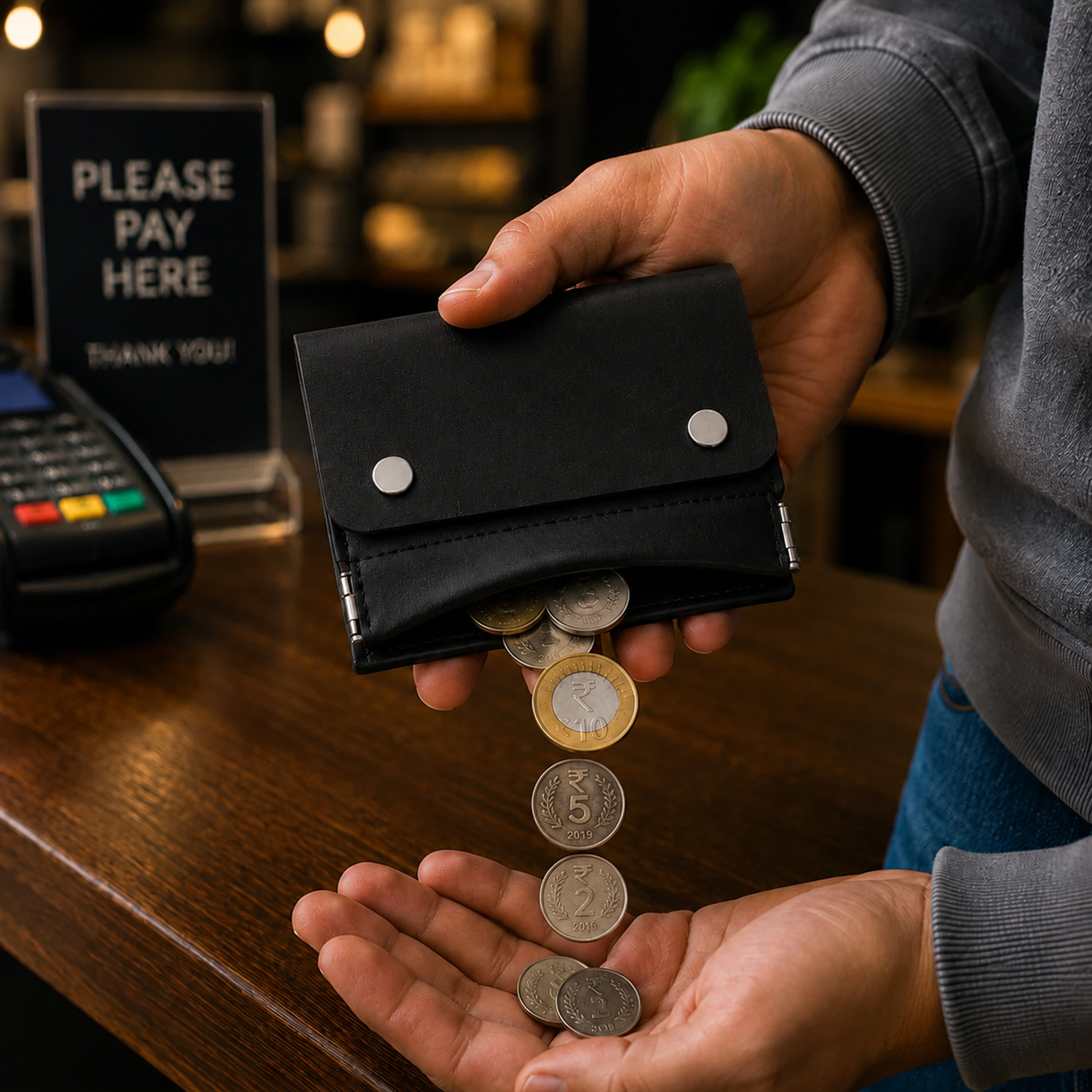 ClickKiss Minimalist Genuine Leather Wallet - Black