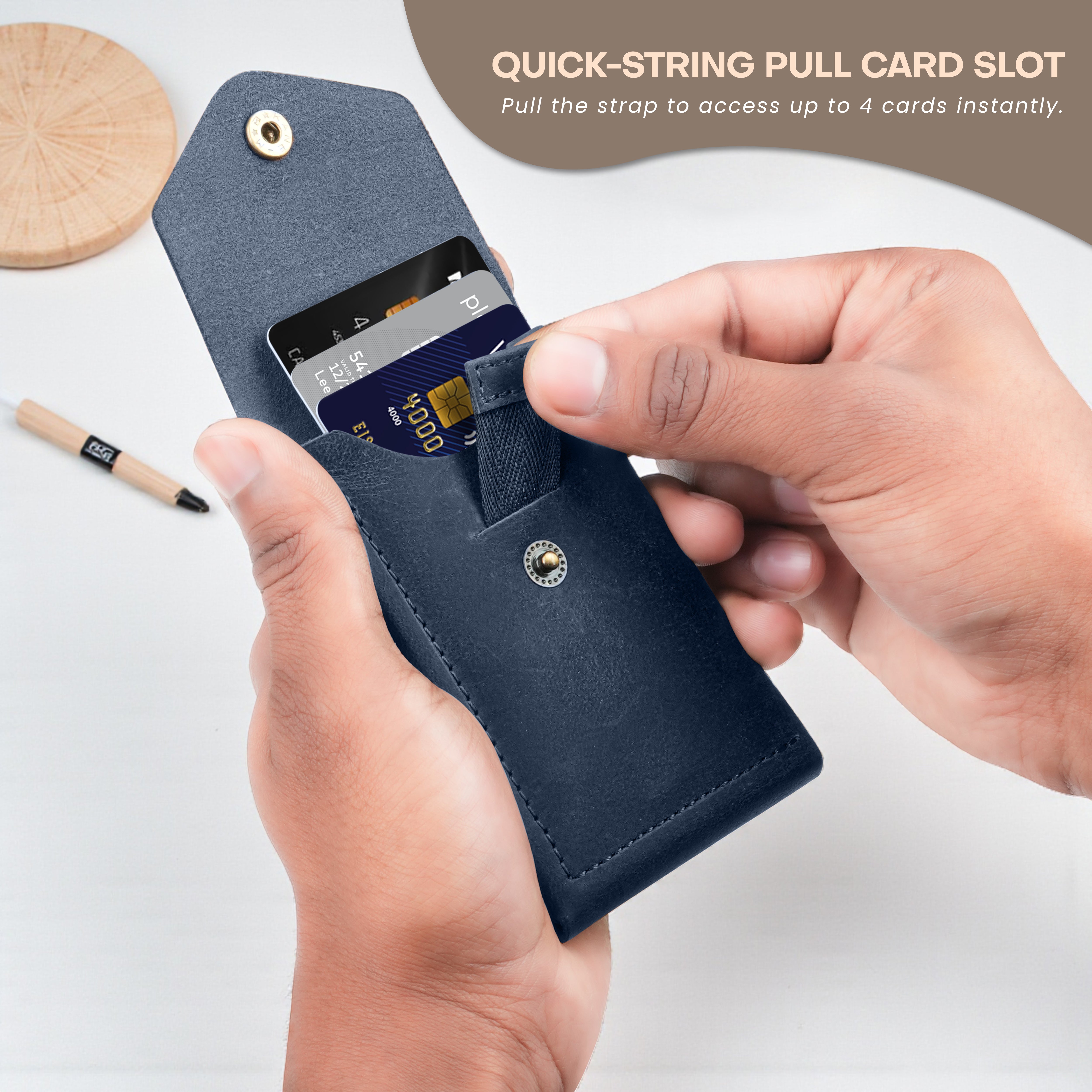 Flip Genuine Leather Wallet - Blue