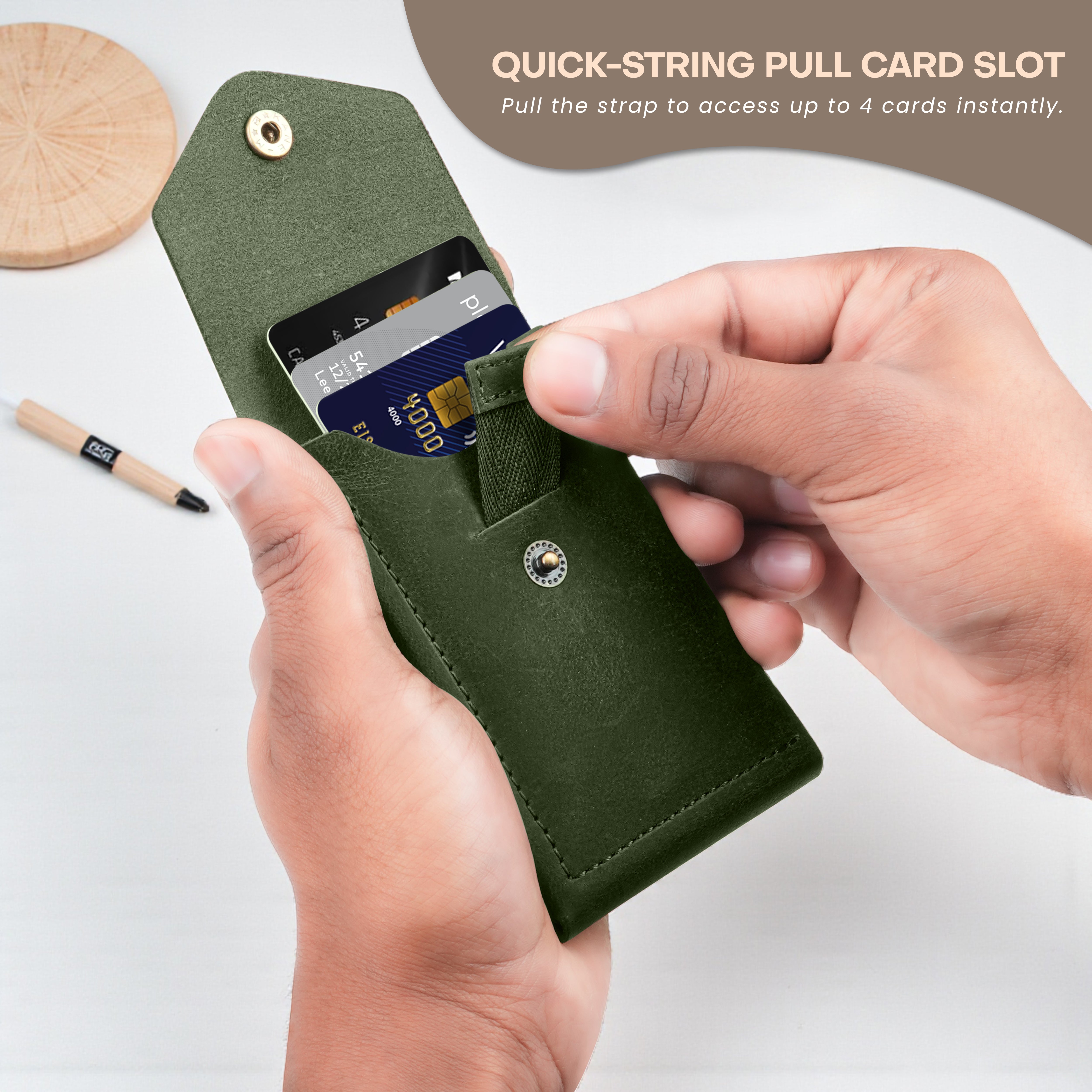 Flip Genuine Leather Wallet - Dark Green