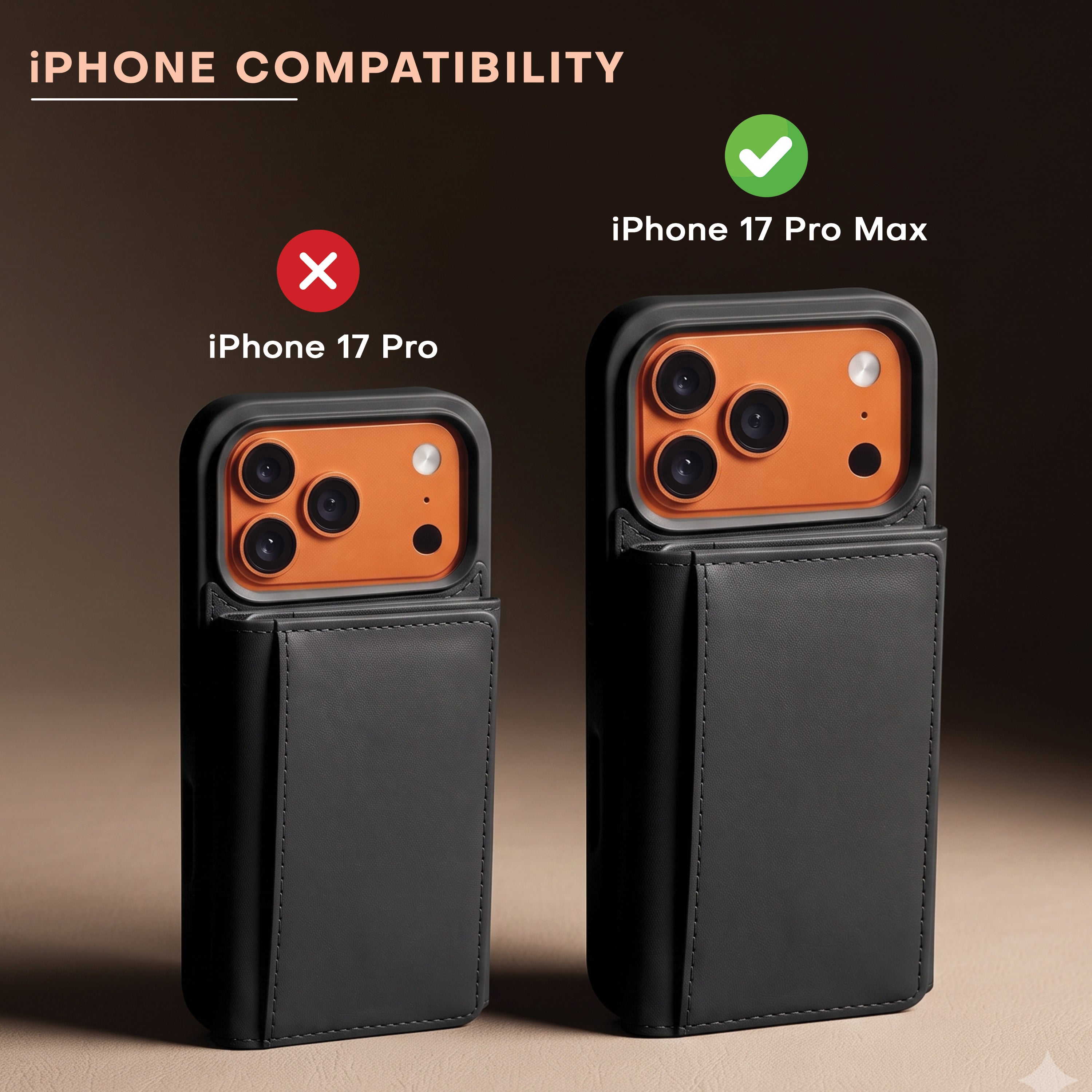 iPhone 17 Pro Max Magnetic Case with Detachable Cardholder - Black
