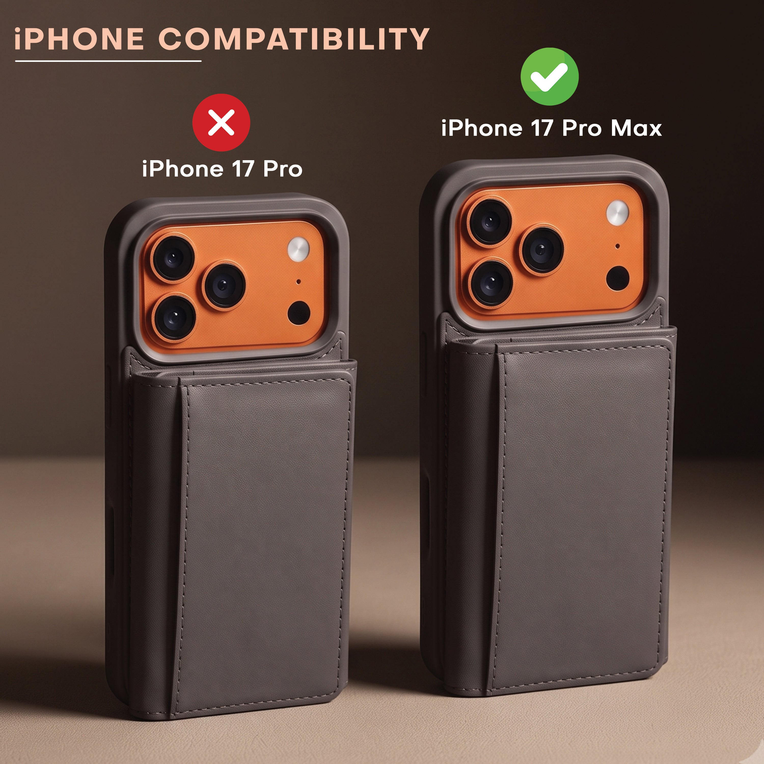 iPhone 17 Pro Max Magnetic Case with Detachable Cardholder - Grey