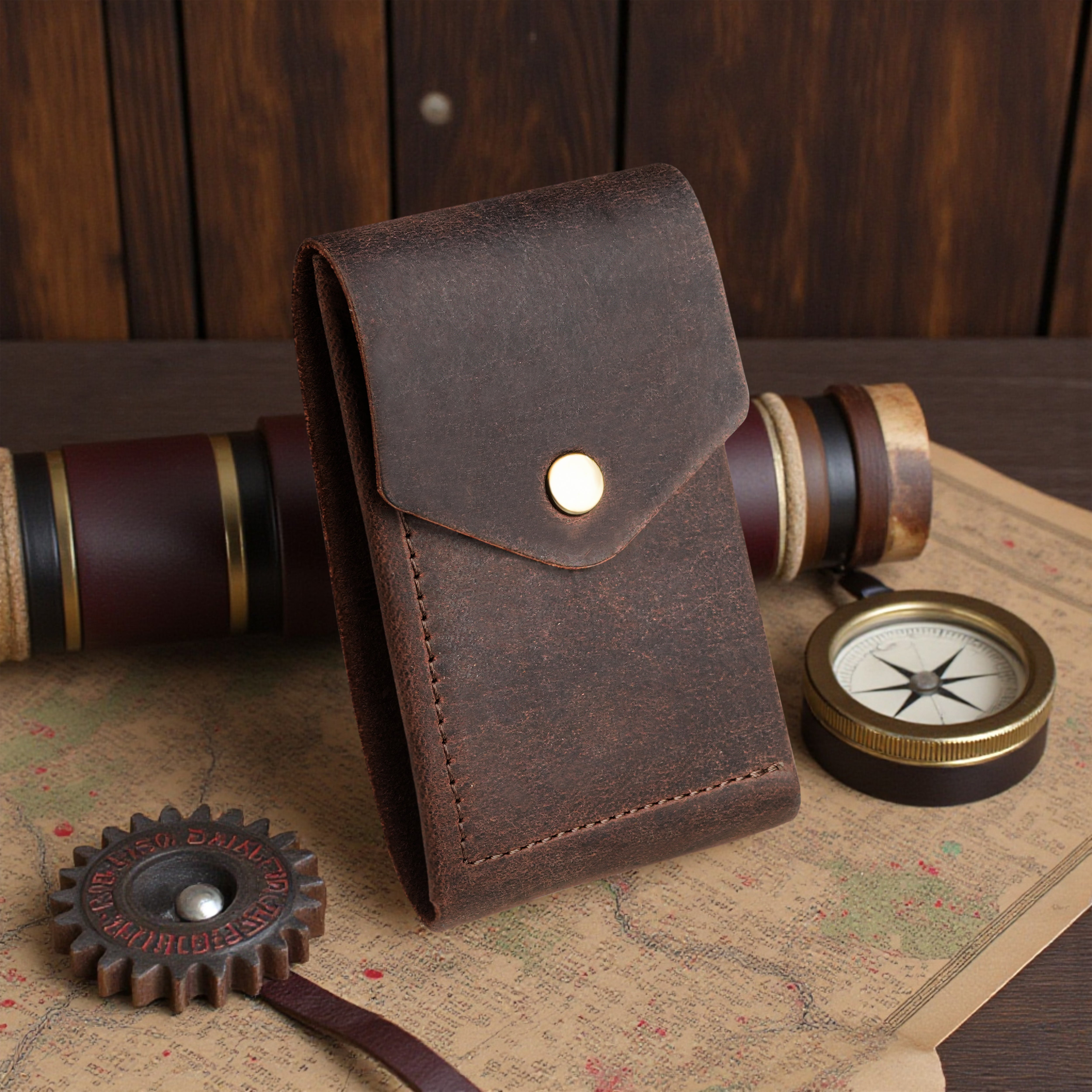 Flip Genuine Leather Wallet - Brown