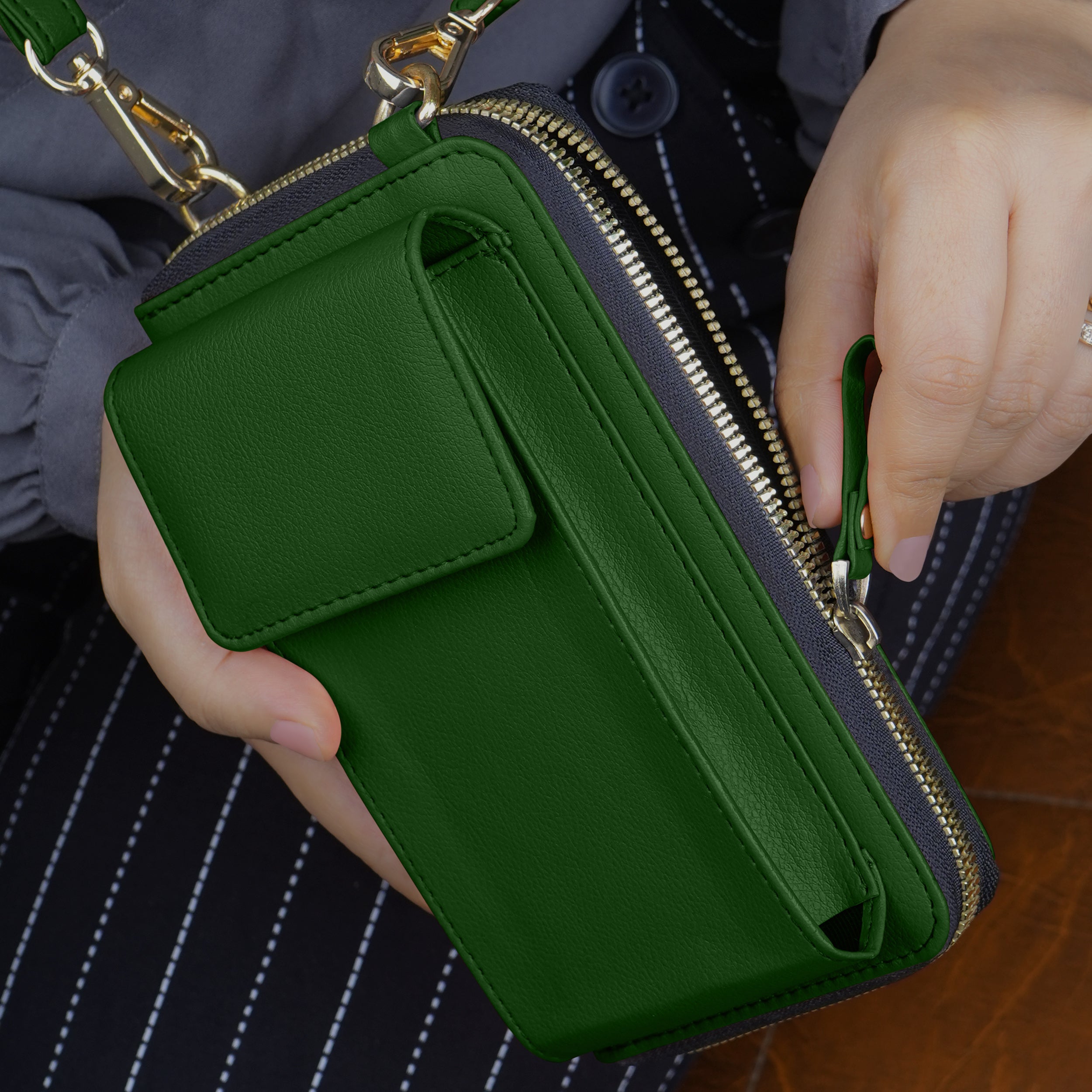 Go Glide Vegan Leather Crossbody Sling Bag - Green