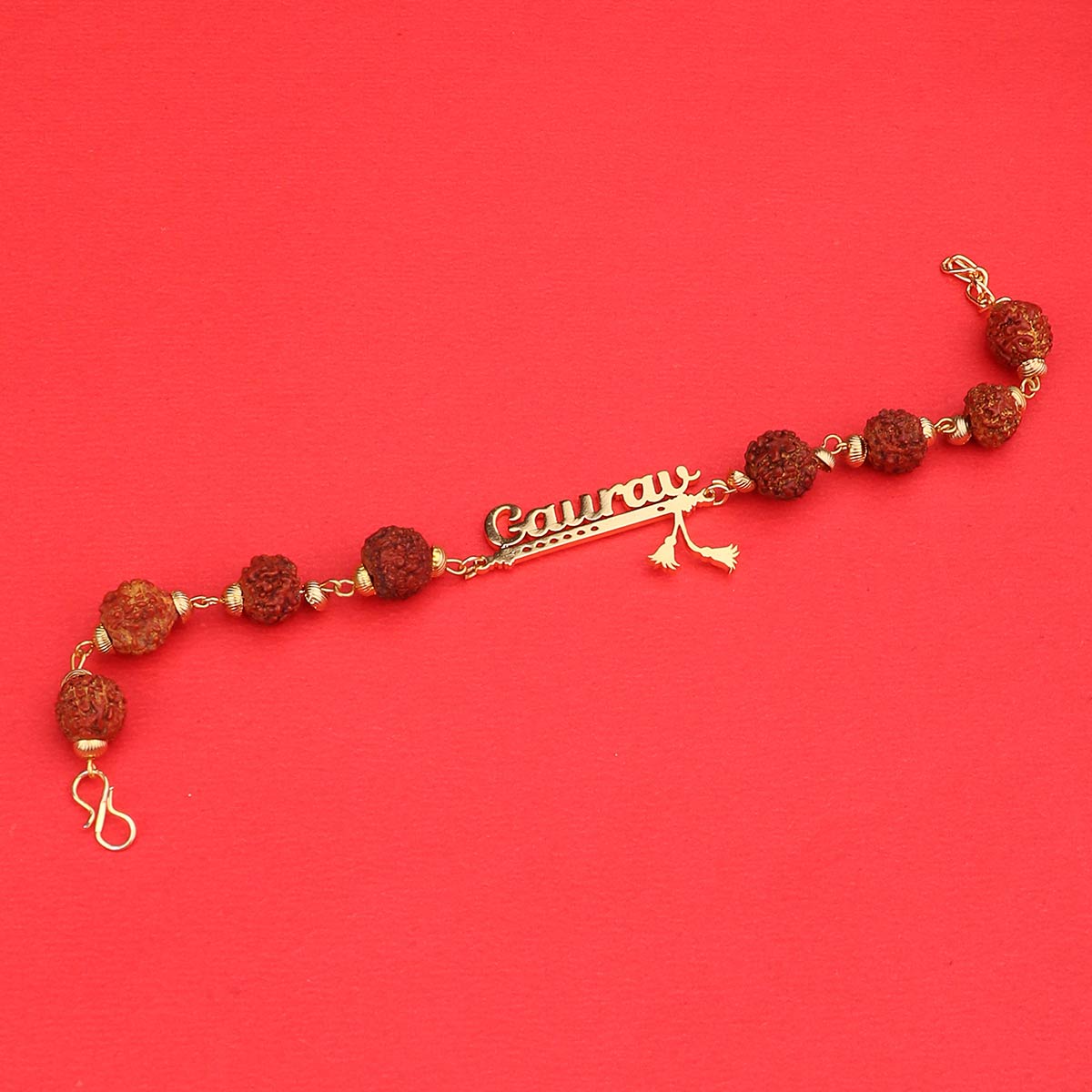 Personalized Flute Design Rudraksh Rakhi With Name