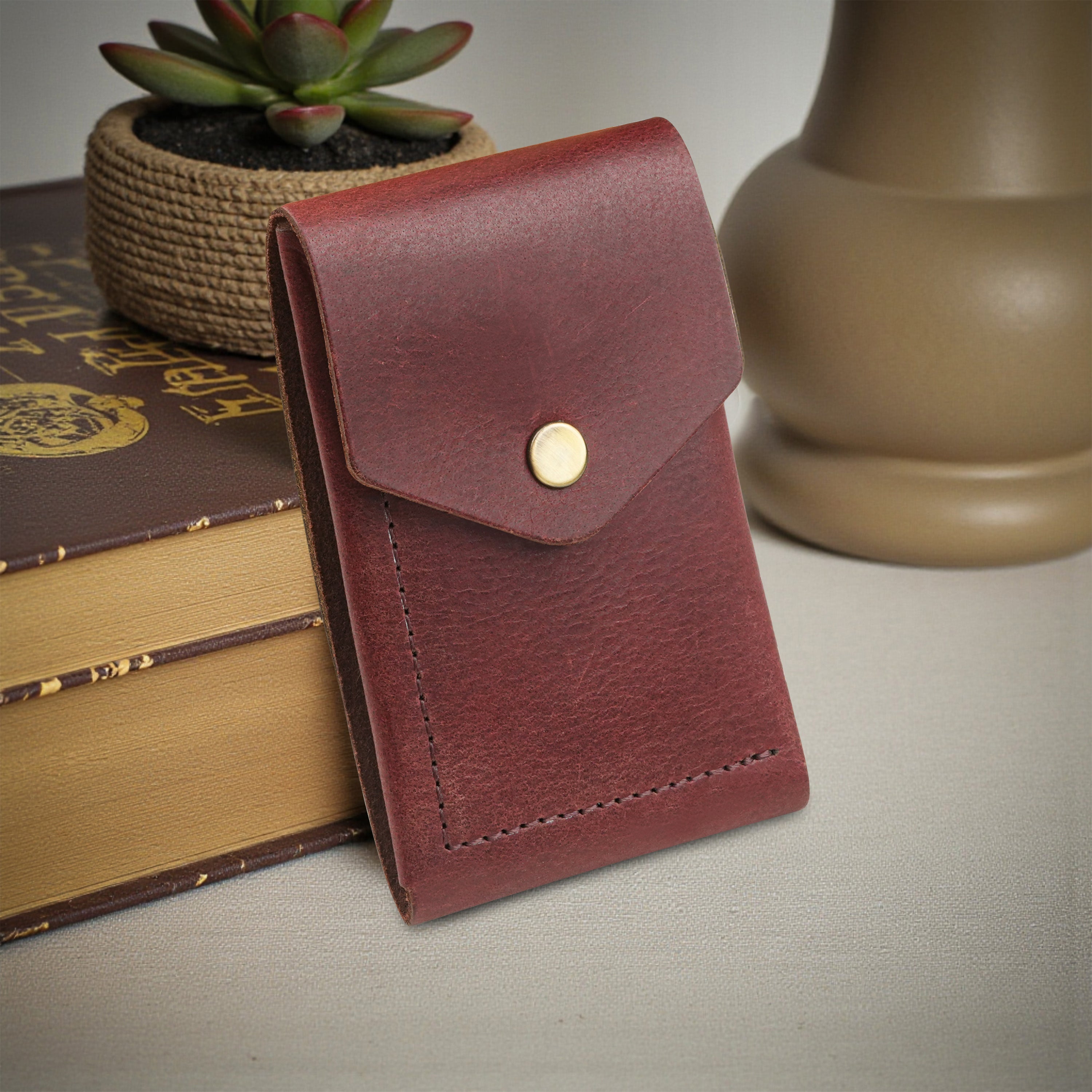 Flip Genuine Leather Wallet - Wine