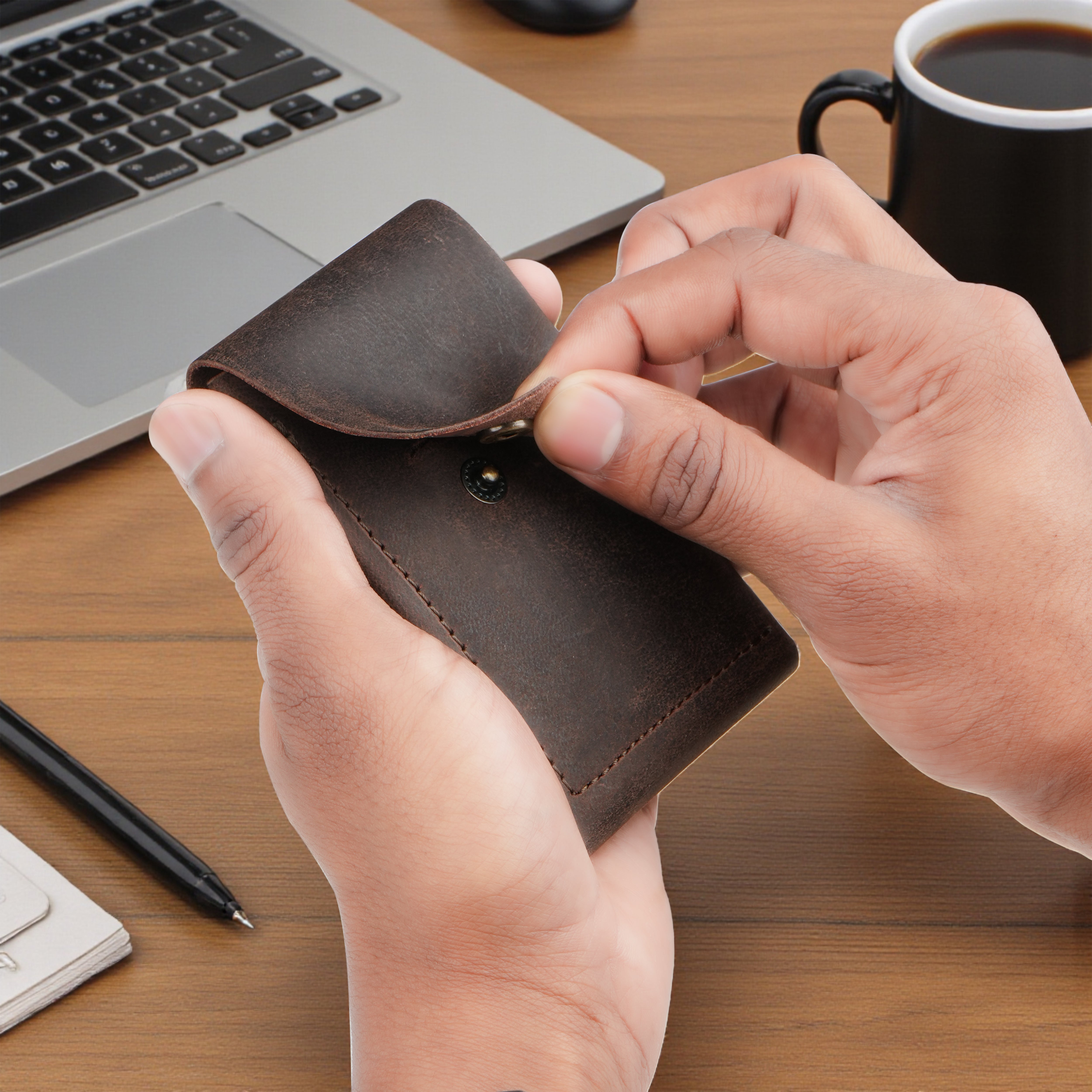 Flip Genuine Leather Wallet - Brown