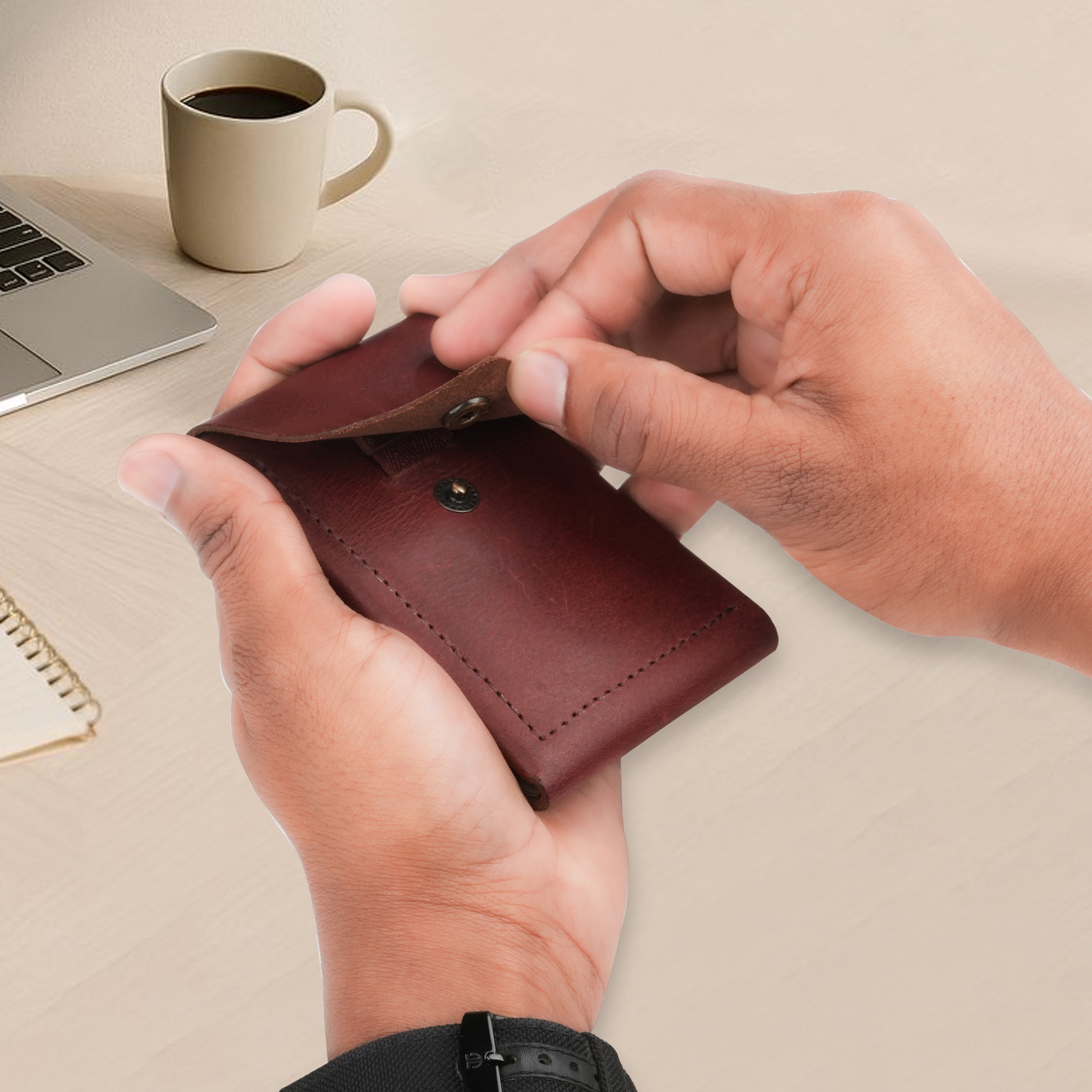 Flip Genuine Leather Wallet - Wine
