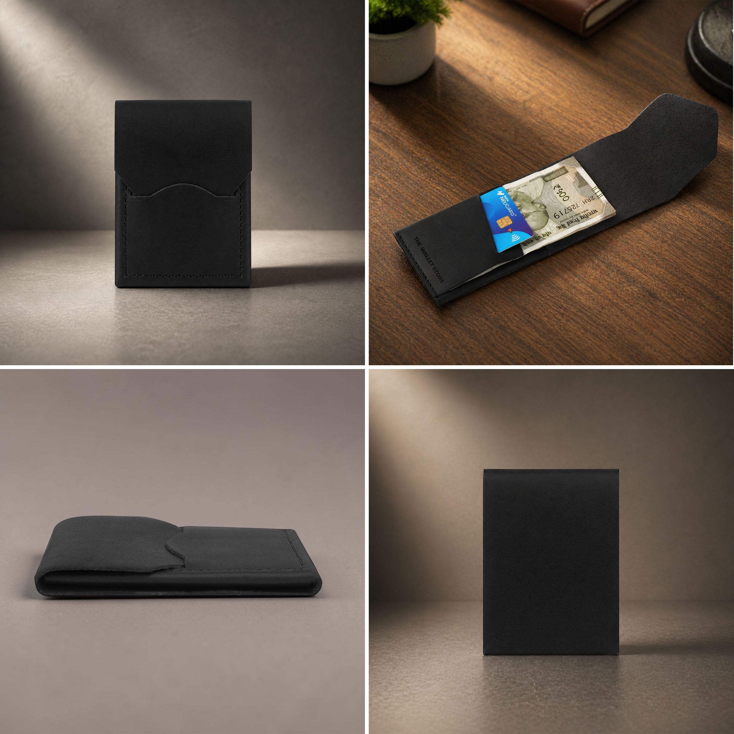 Urban Flip Genuine Leather Wallet - Black