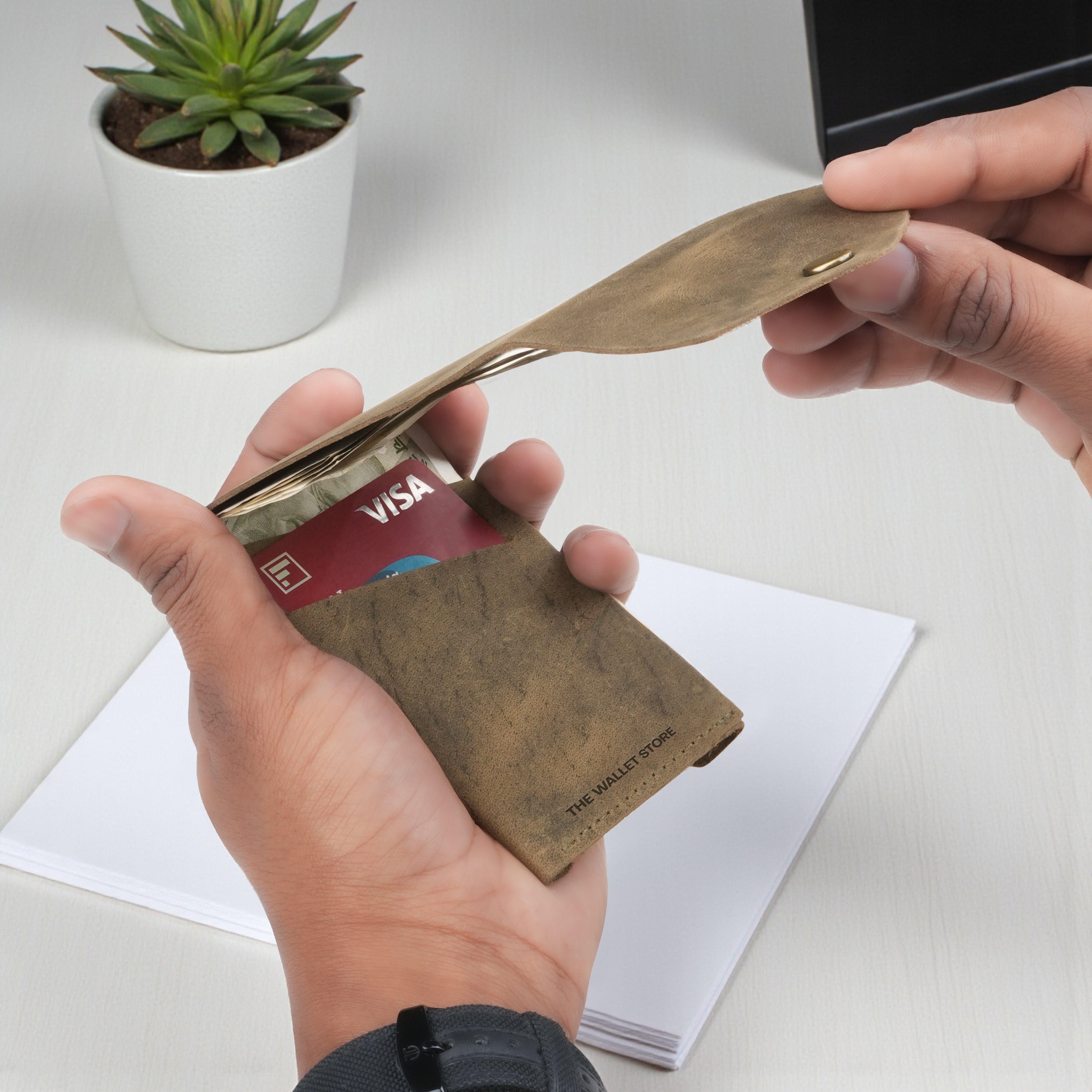 Flip Genuine Leather Wallet - Green