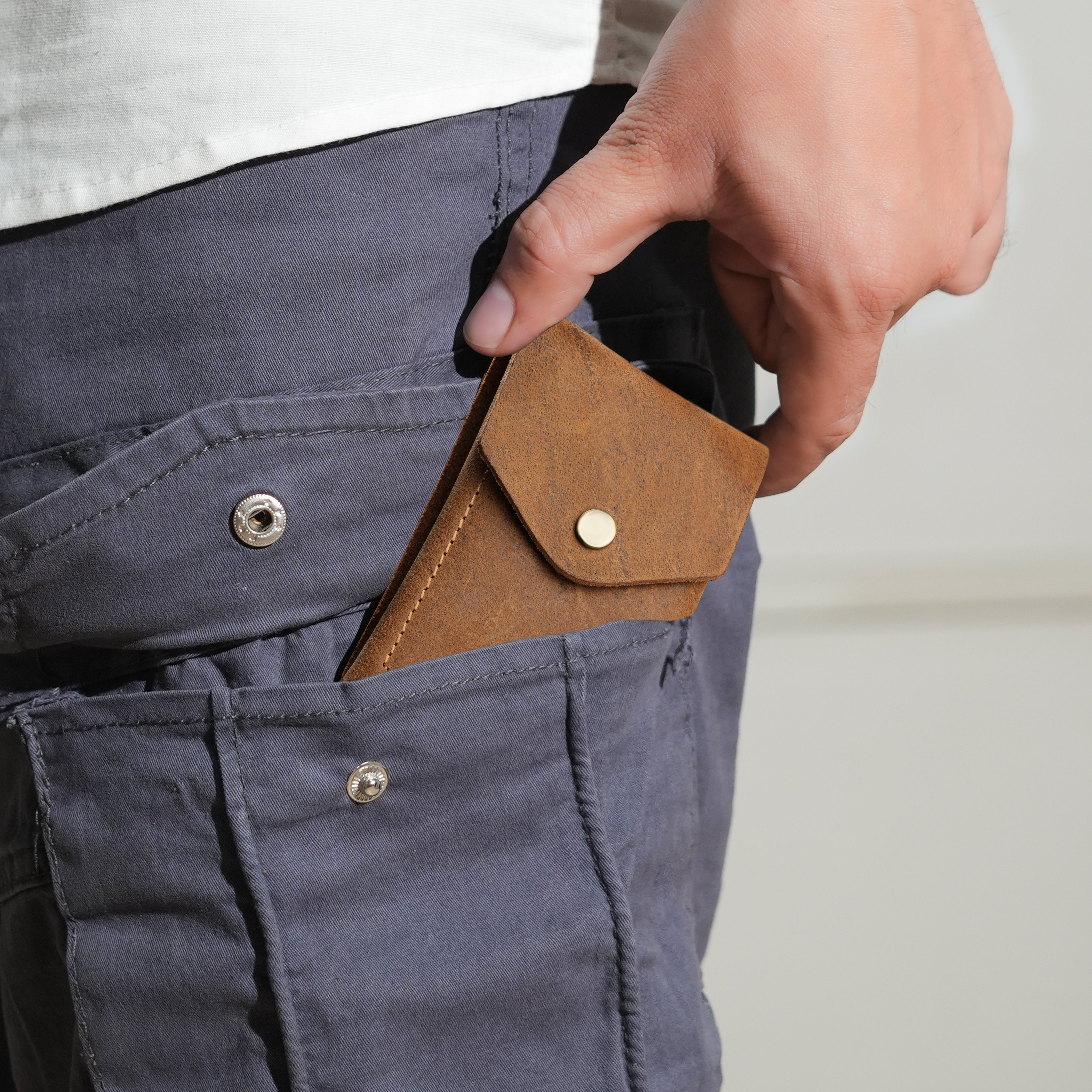 Flip Genuine Leather Wallet - Tan