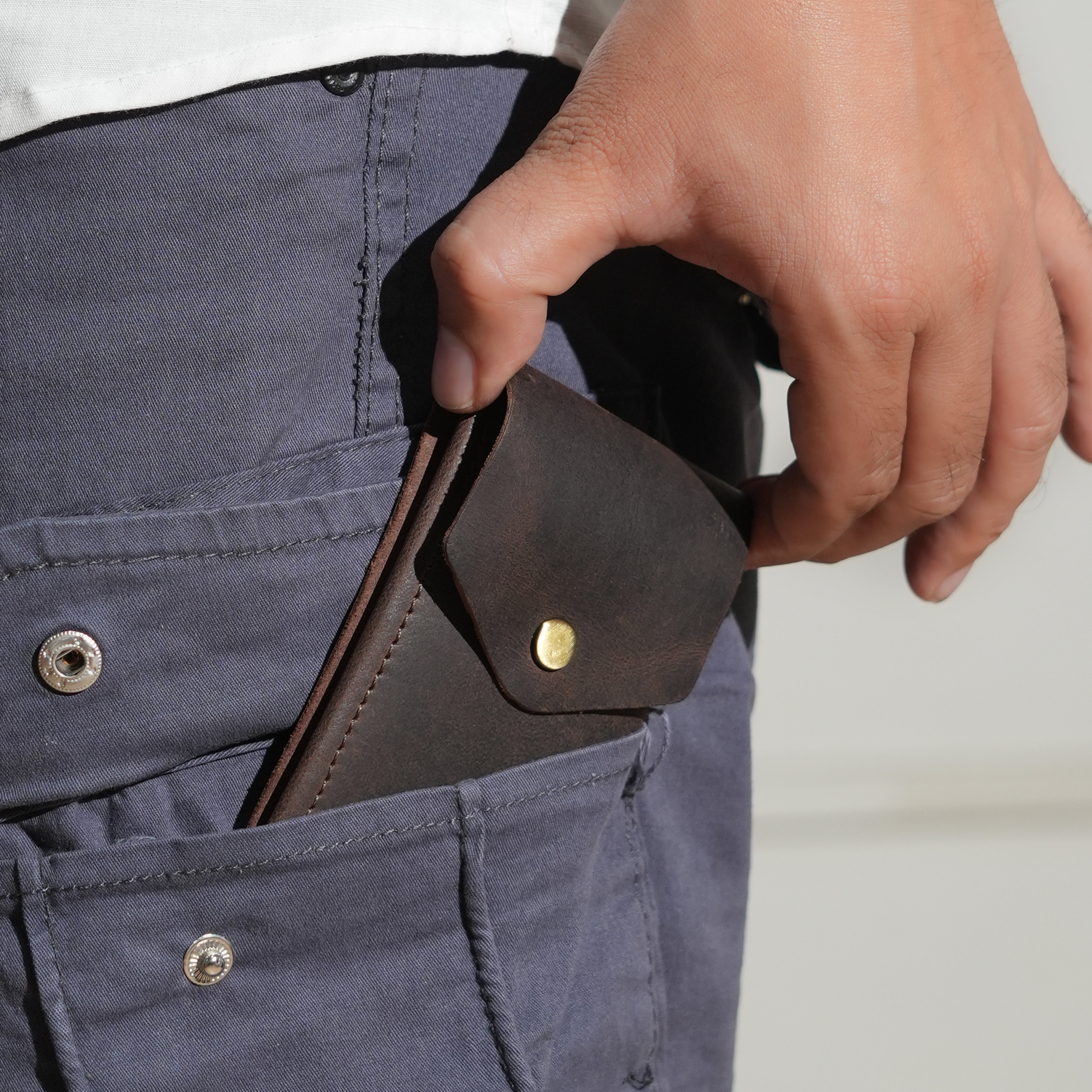 Flip Genuine Leather Wallet - Brown