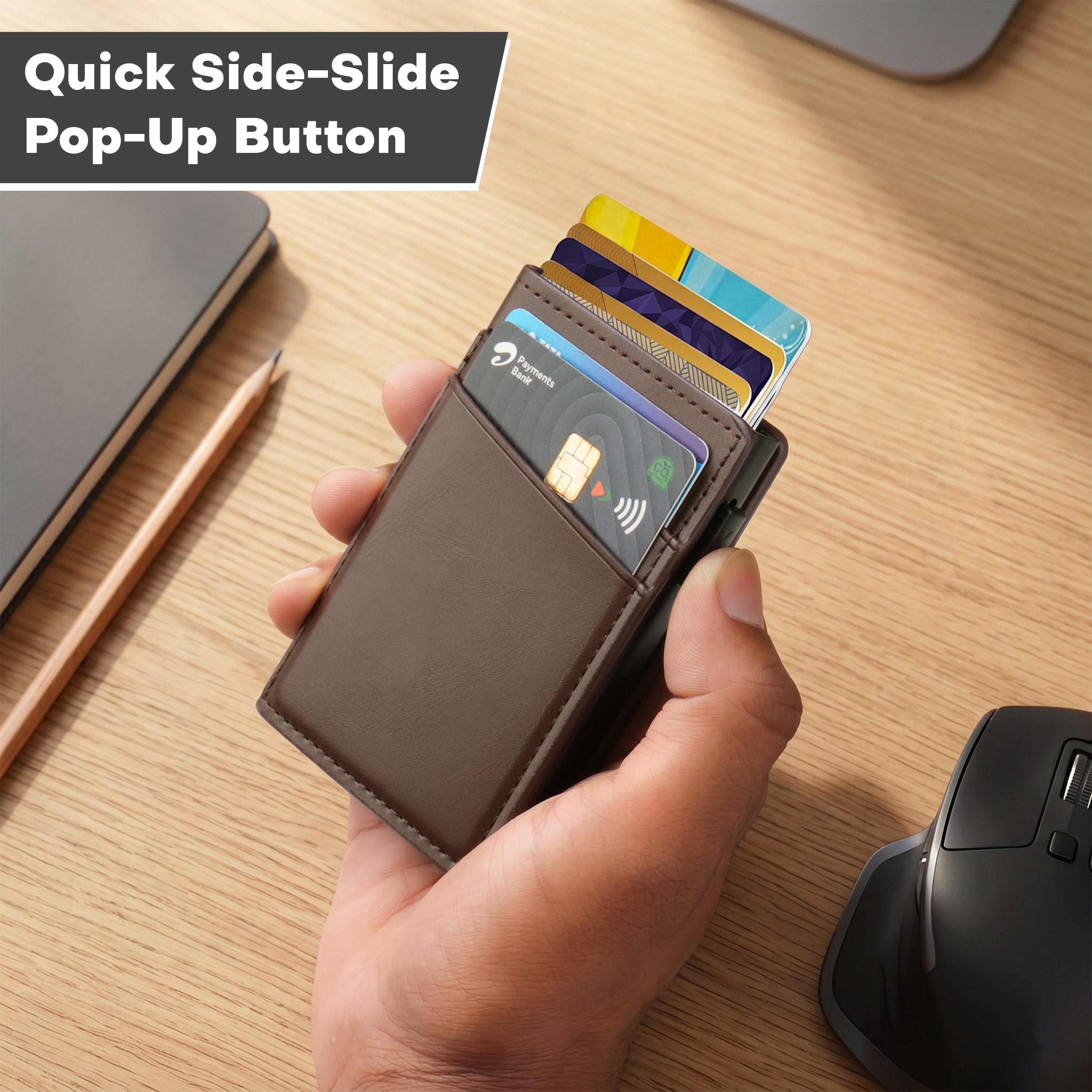 Aero Vault RFID Protected Pop-Up Cardholder - Brown