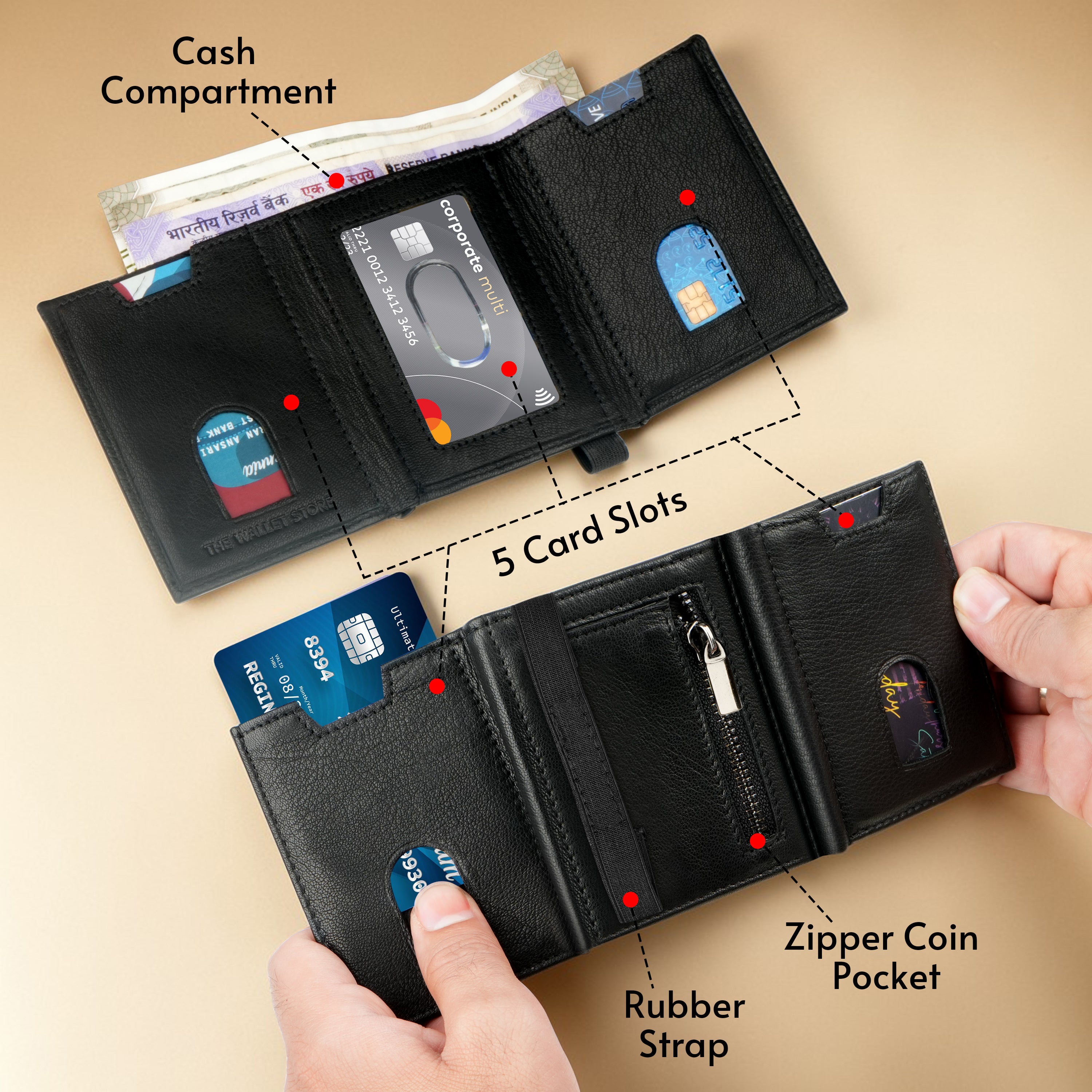 Secure Fold Genuine Leather Wallet Cardholder