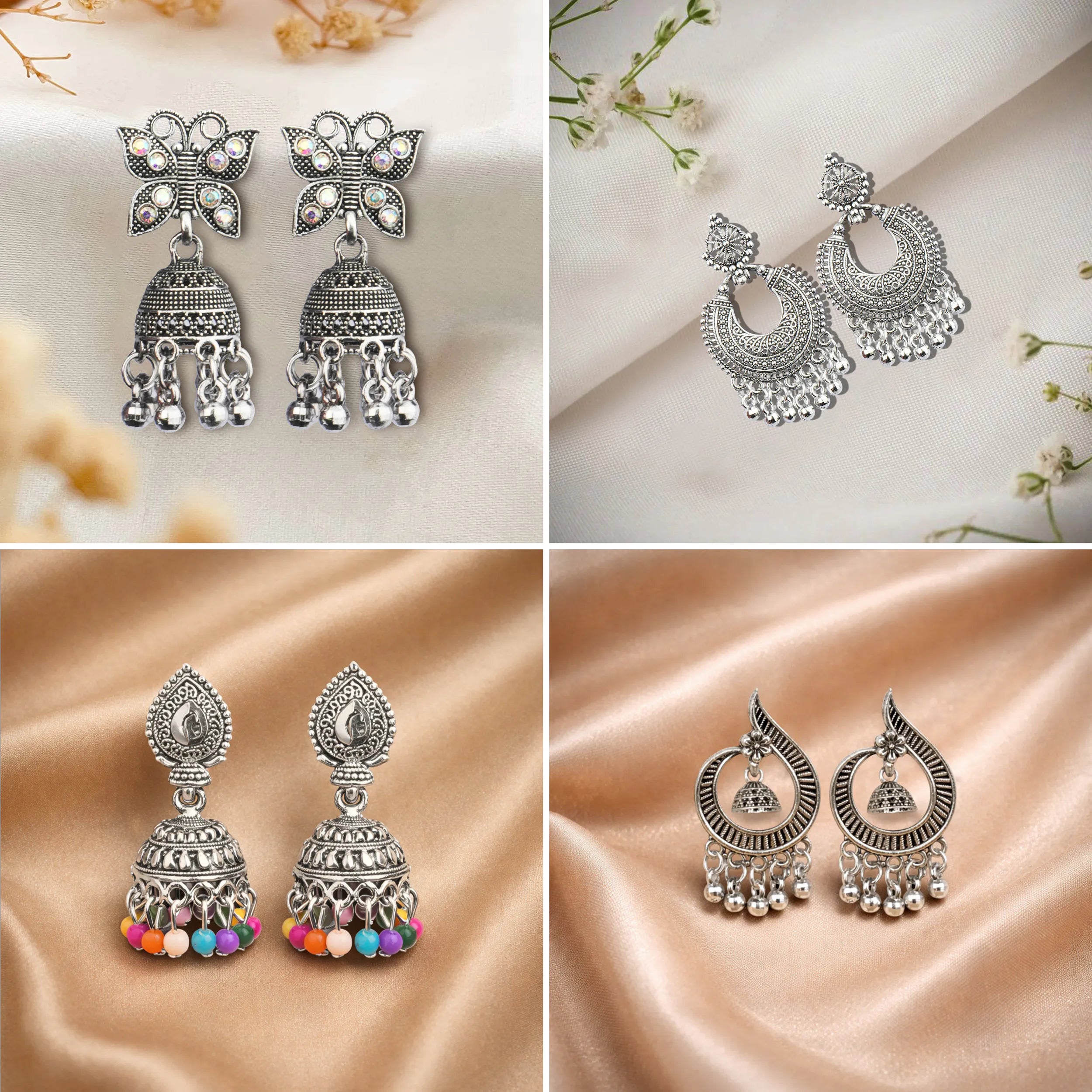 Ishq-E-Jhumka Set Of 12 Oxidized Designer Jhumka Earrings With Jewelry Box