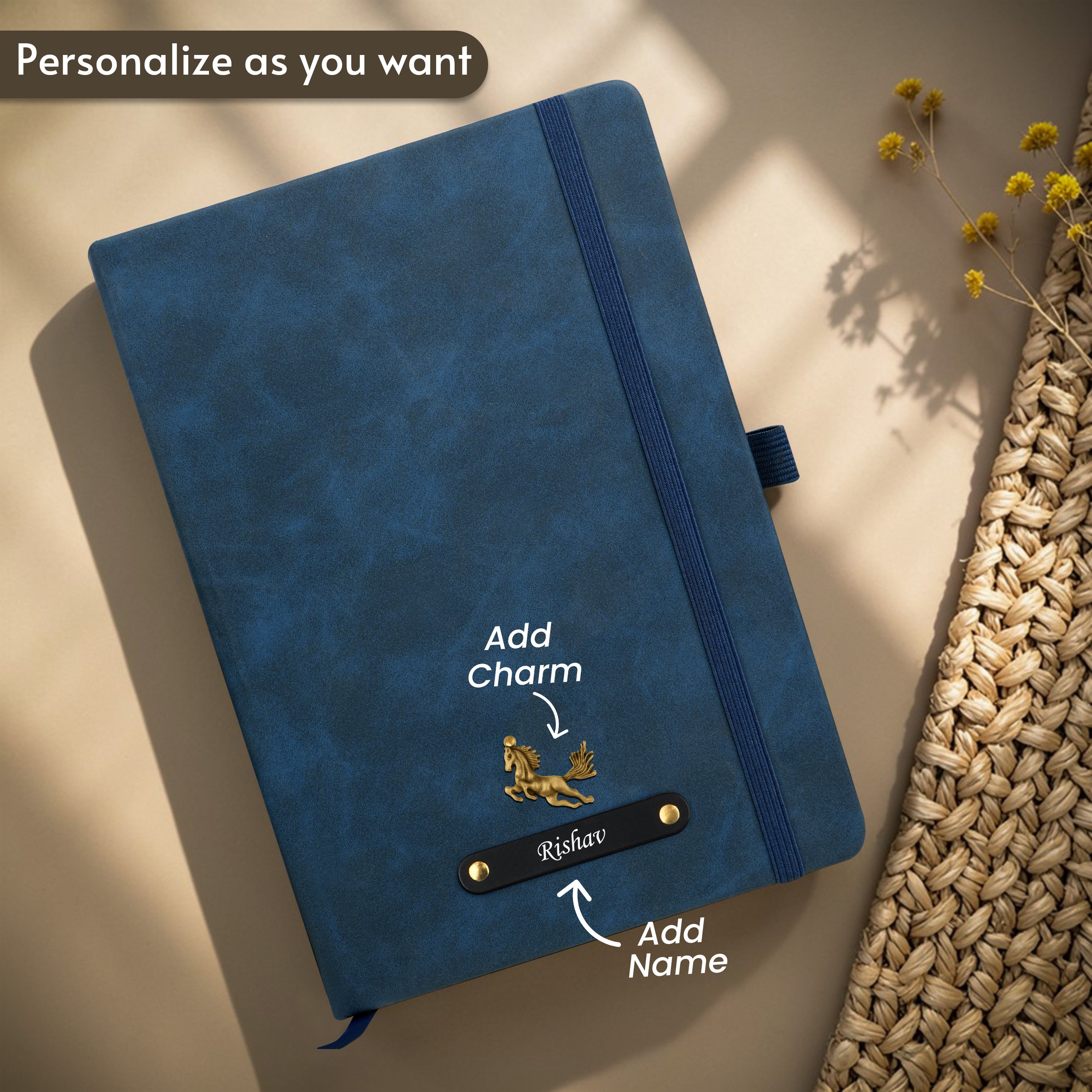 Personalized Inkspire Diary With Name & Charm - Dark Blue