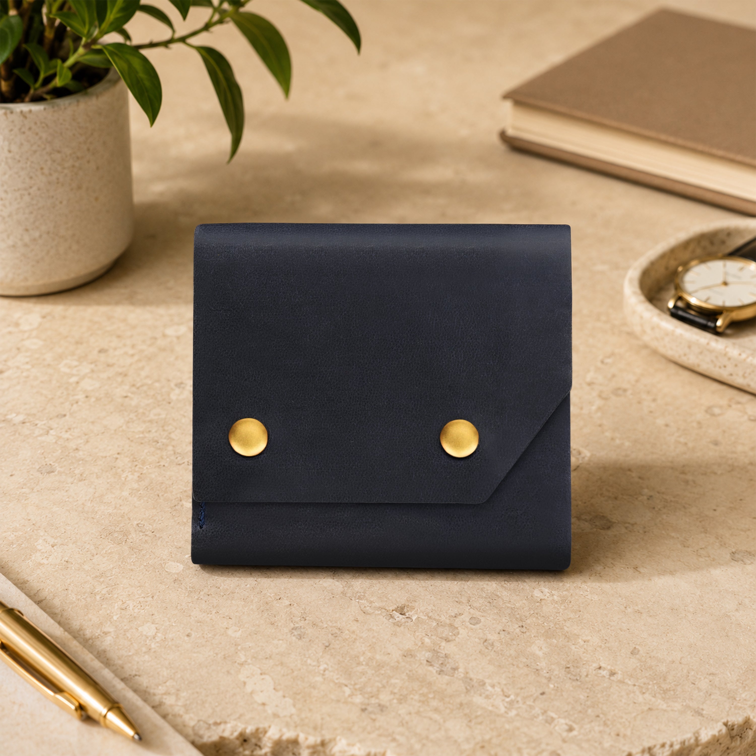 Snapper Minimalist Genuine Leather Wallet - Blue