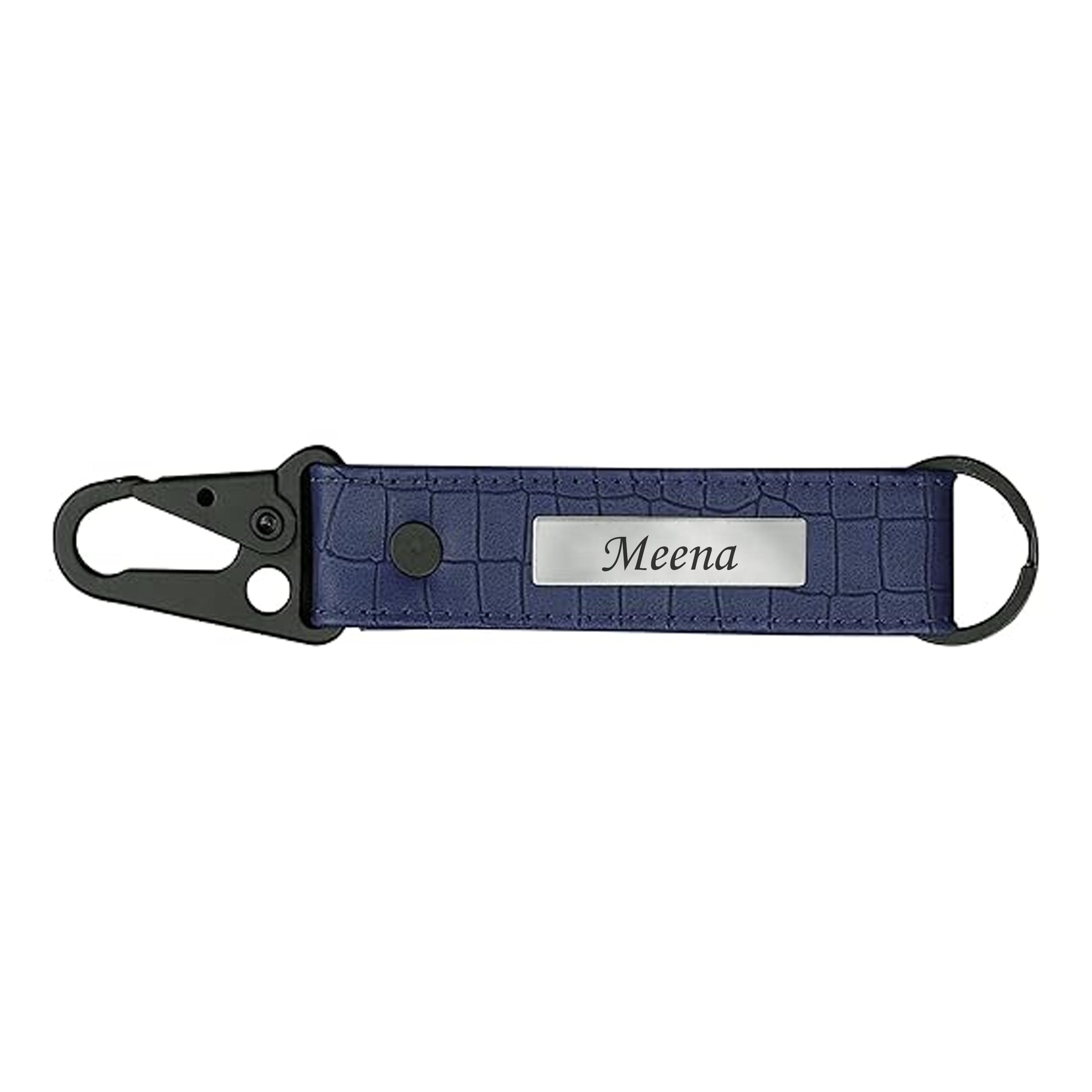 Personalized Croco Design Keychain With Name - Blue