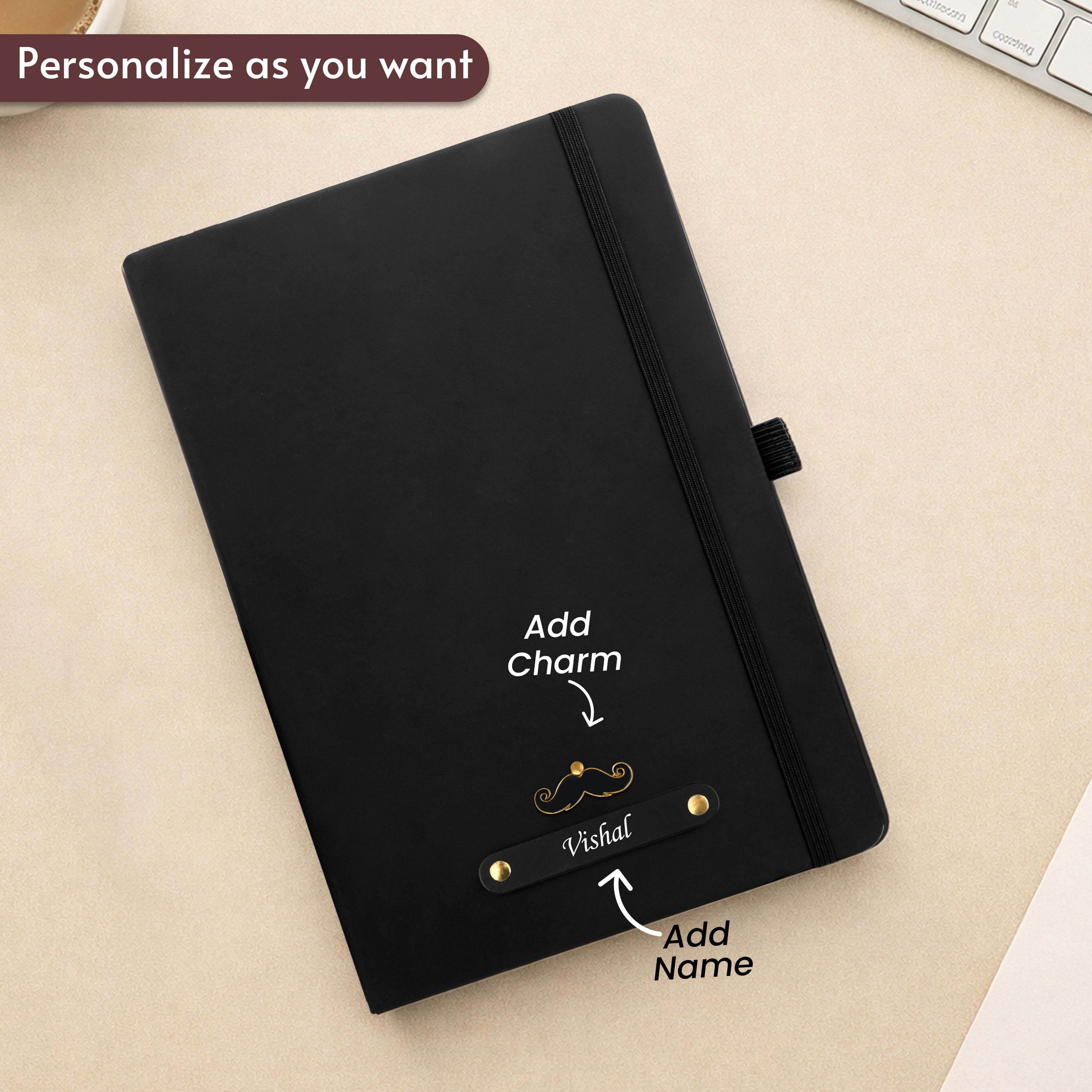 Personalized Inkspire Diary With Name & Charm - Black