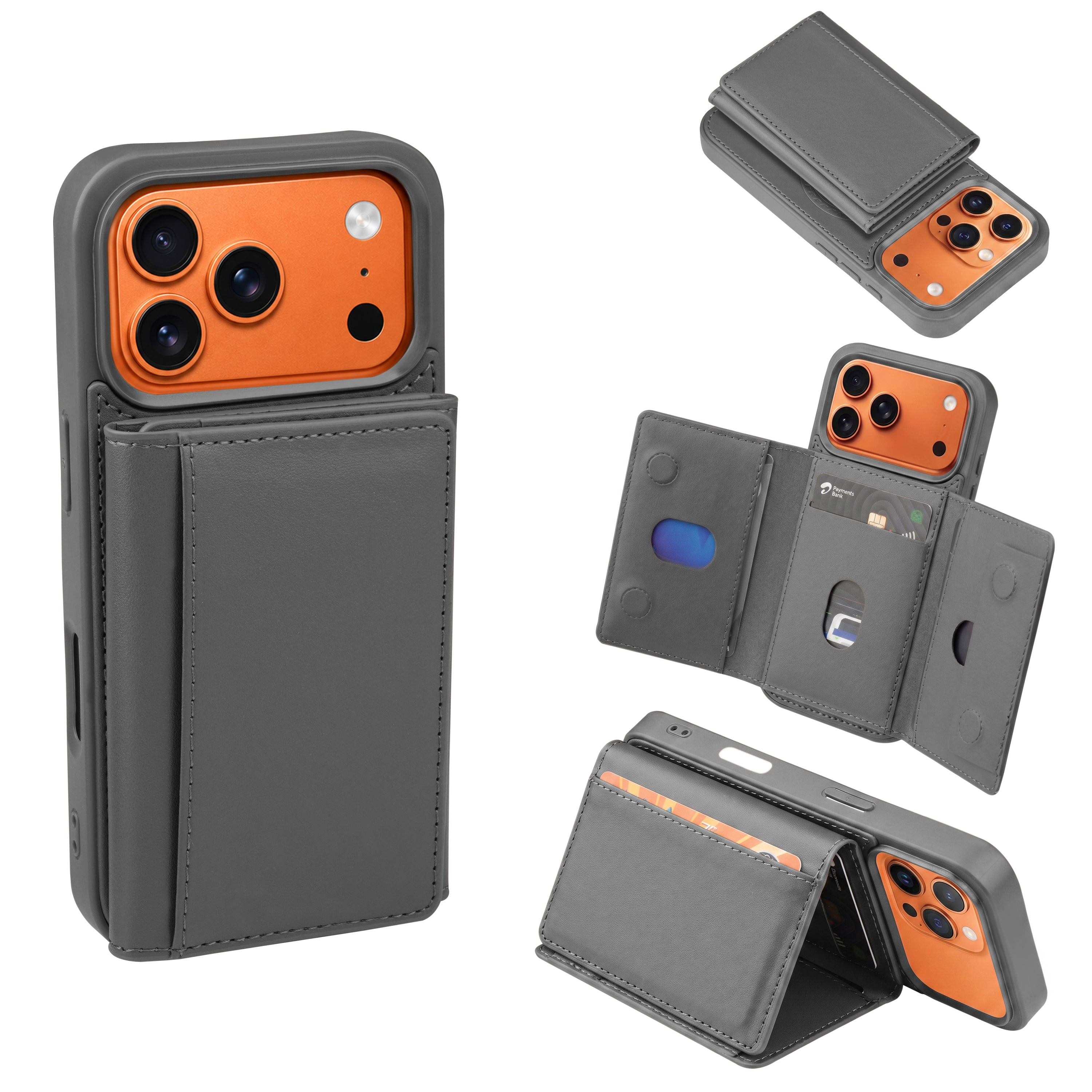 iPhone 17 Pro Magnetic Case with Detachable Cardholder - Grey