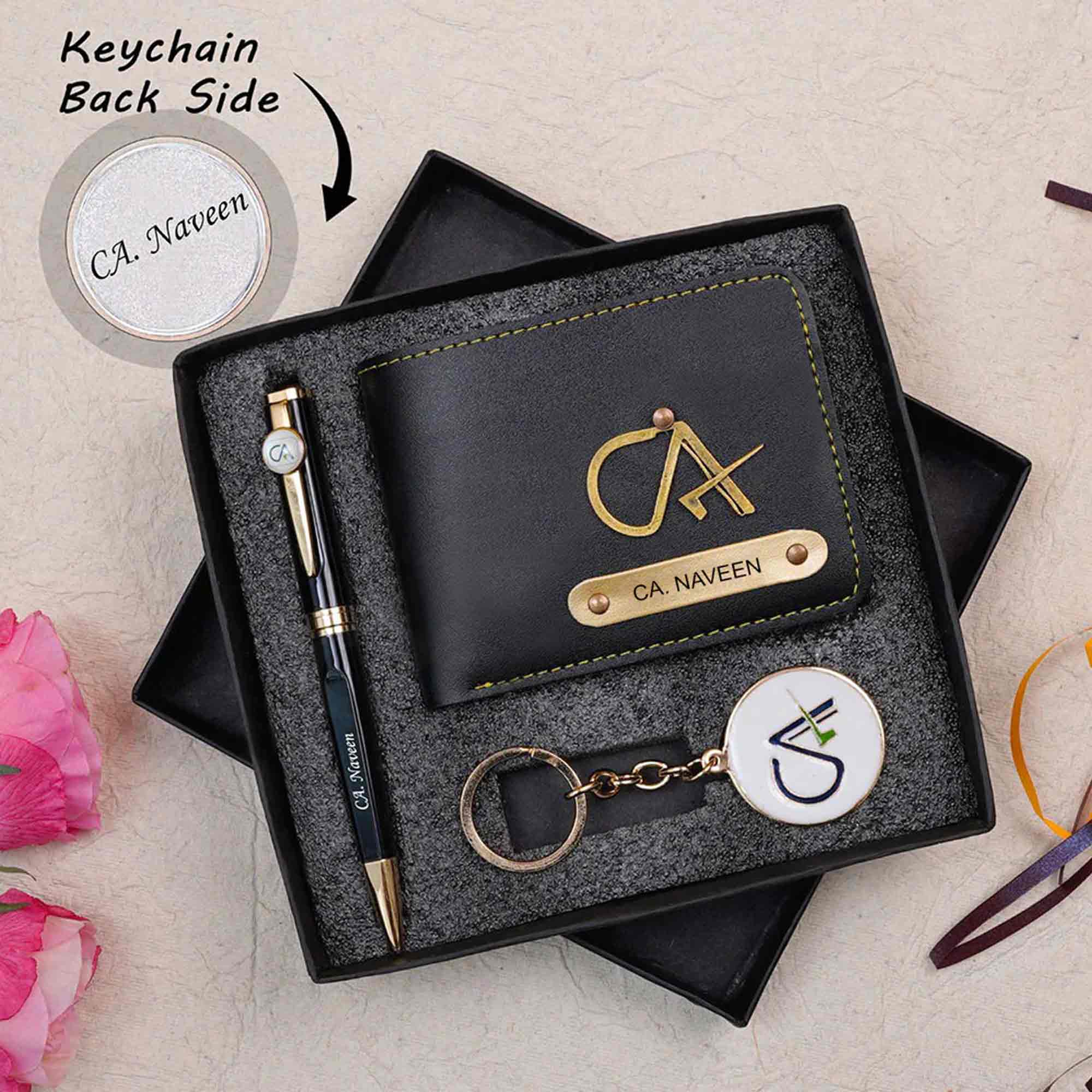 Personalized Wallet Pen & Key Chain Set For CA