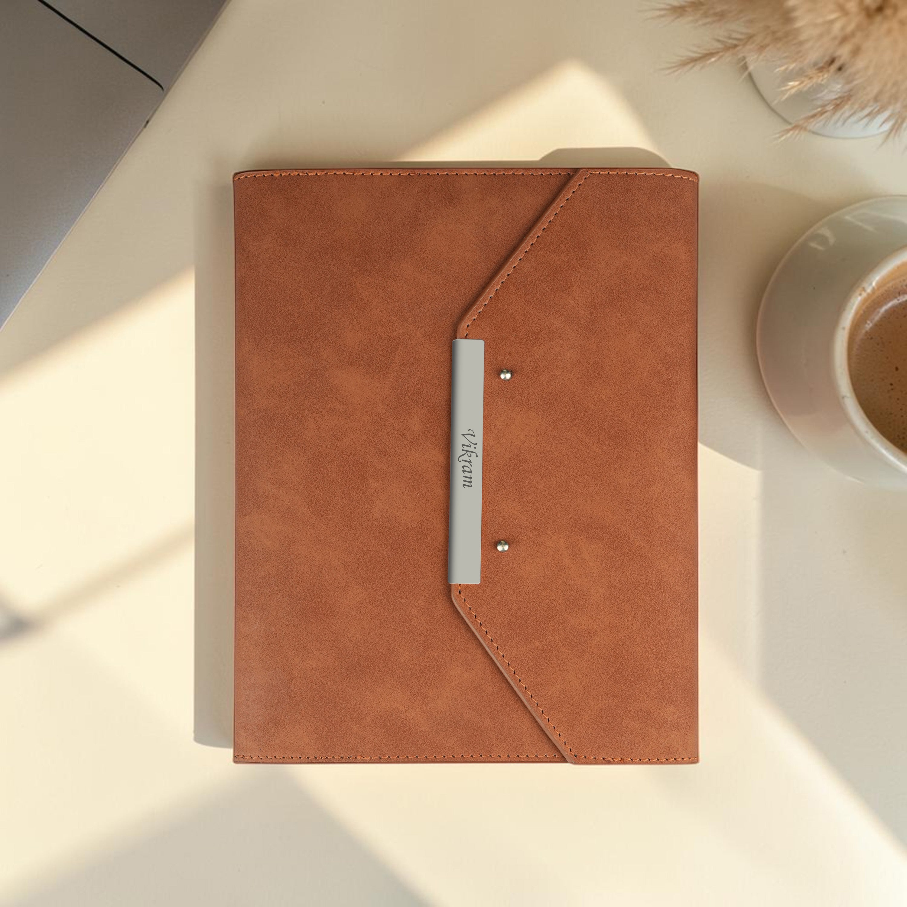 Personalized Persona Suede A5 Leatherette Organiser Diary - Tan