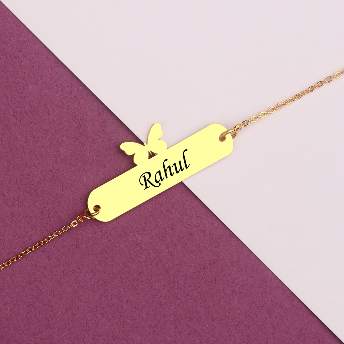 Personalized Metal Butterfly Rakhi With Name