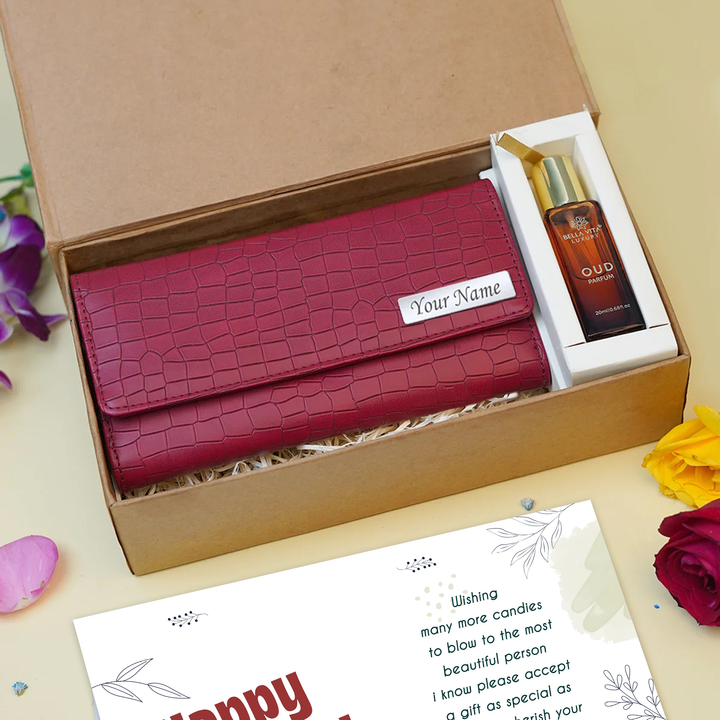 Personalized Brick Style Clutch & Perfume Gift Set