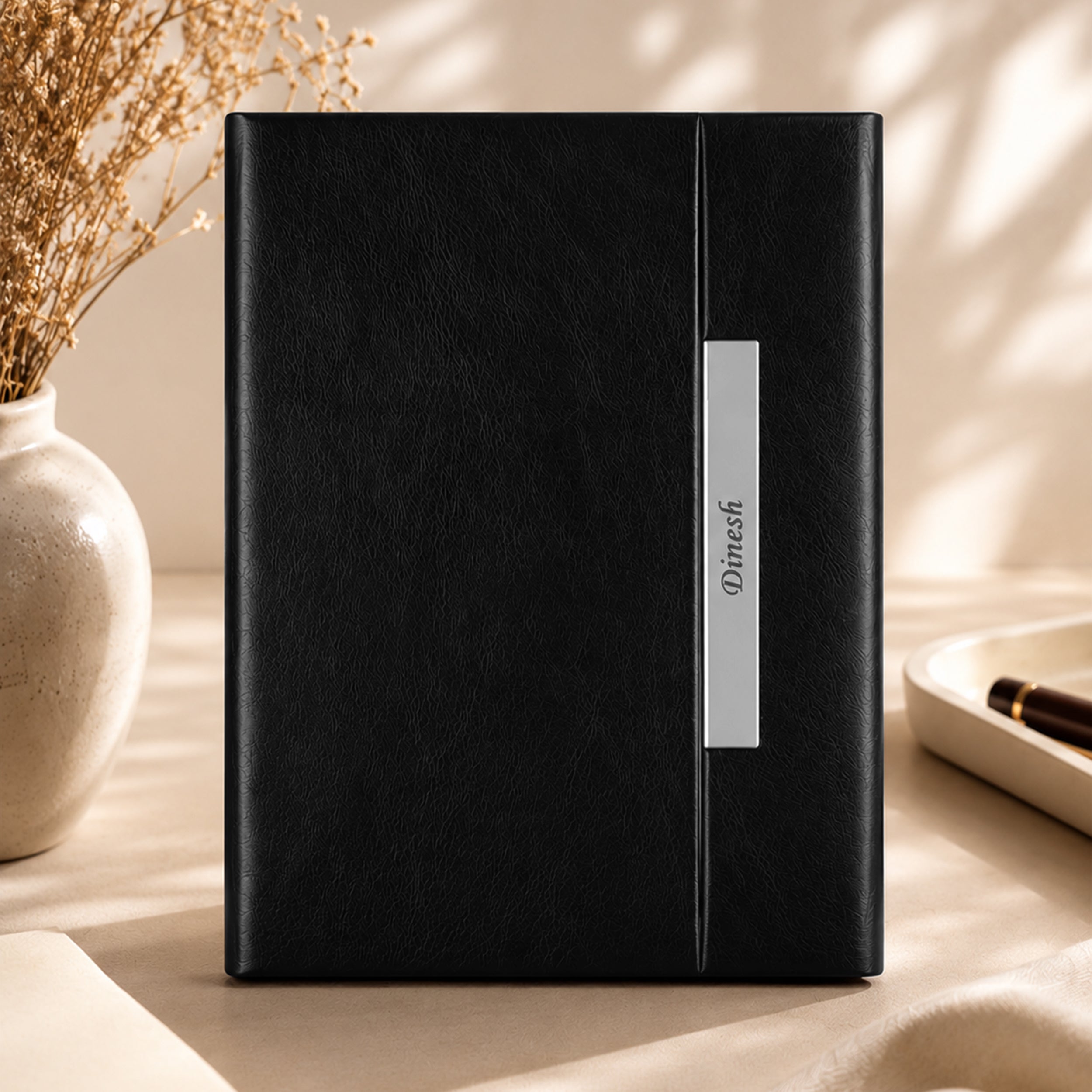 Monarch Personalized A5 Leatherette Diary & Pen Set - Black