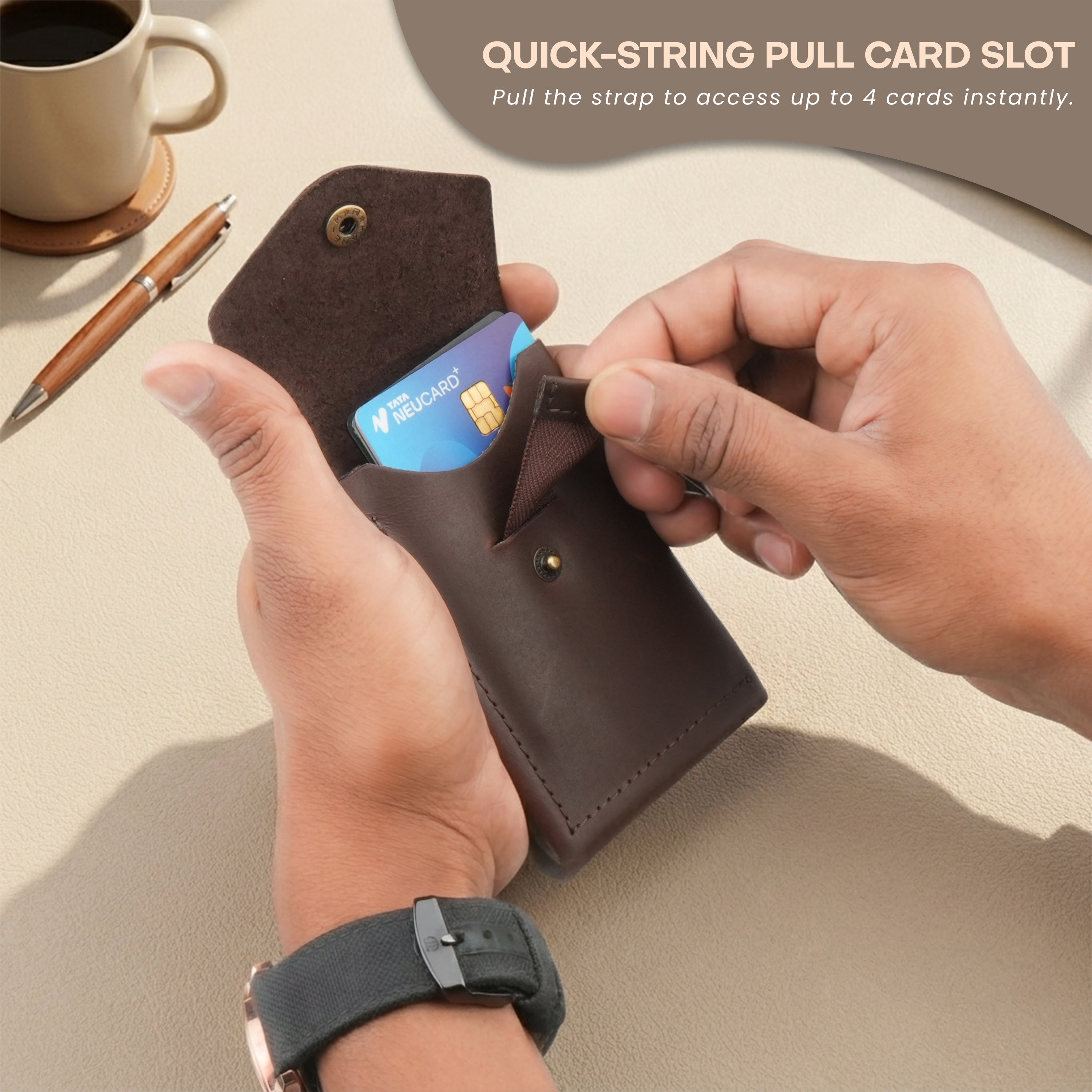 Flip Genuine Leather Wallet - Dark Brown