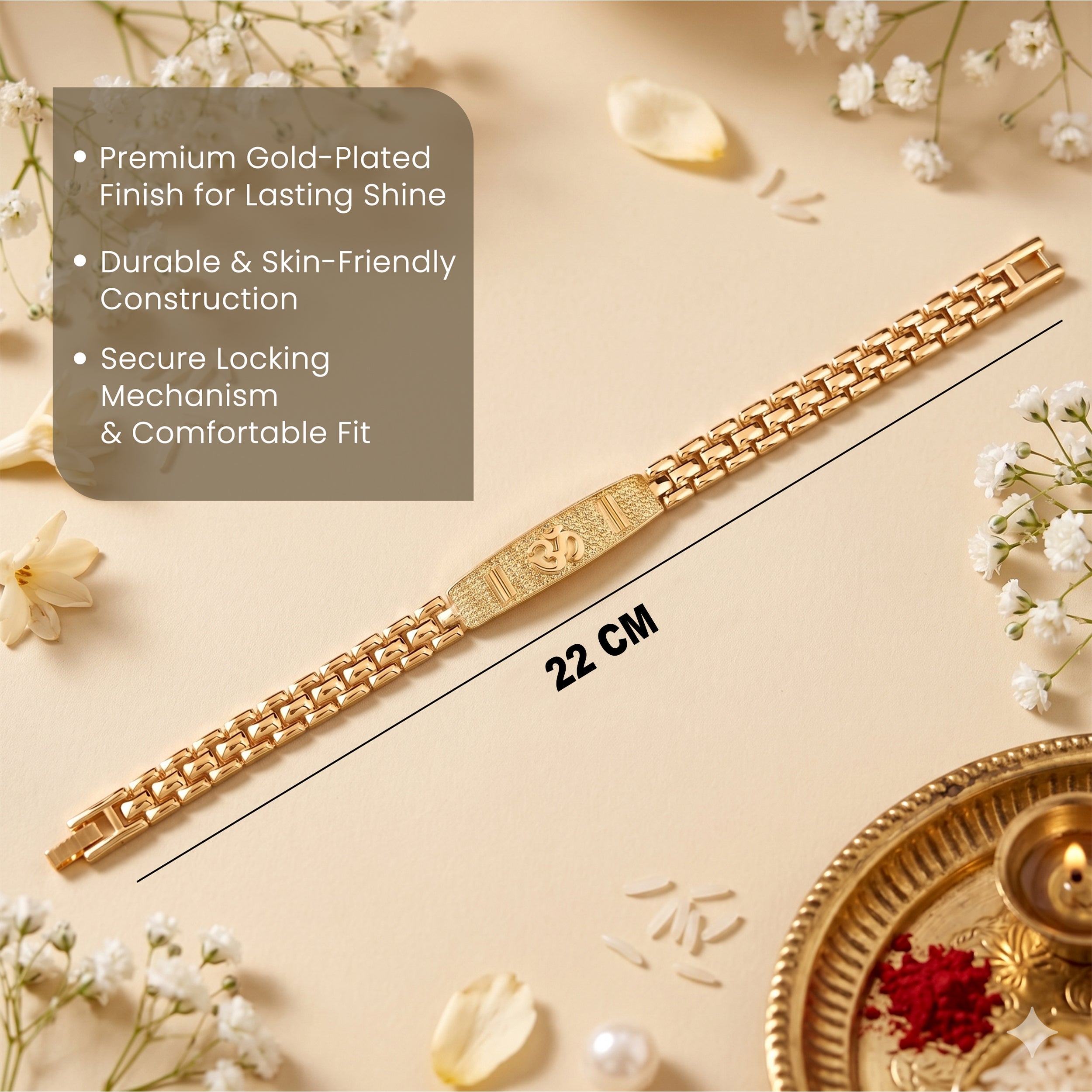 Om Shakti Bracelet Rakhi - Golden