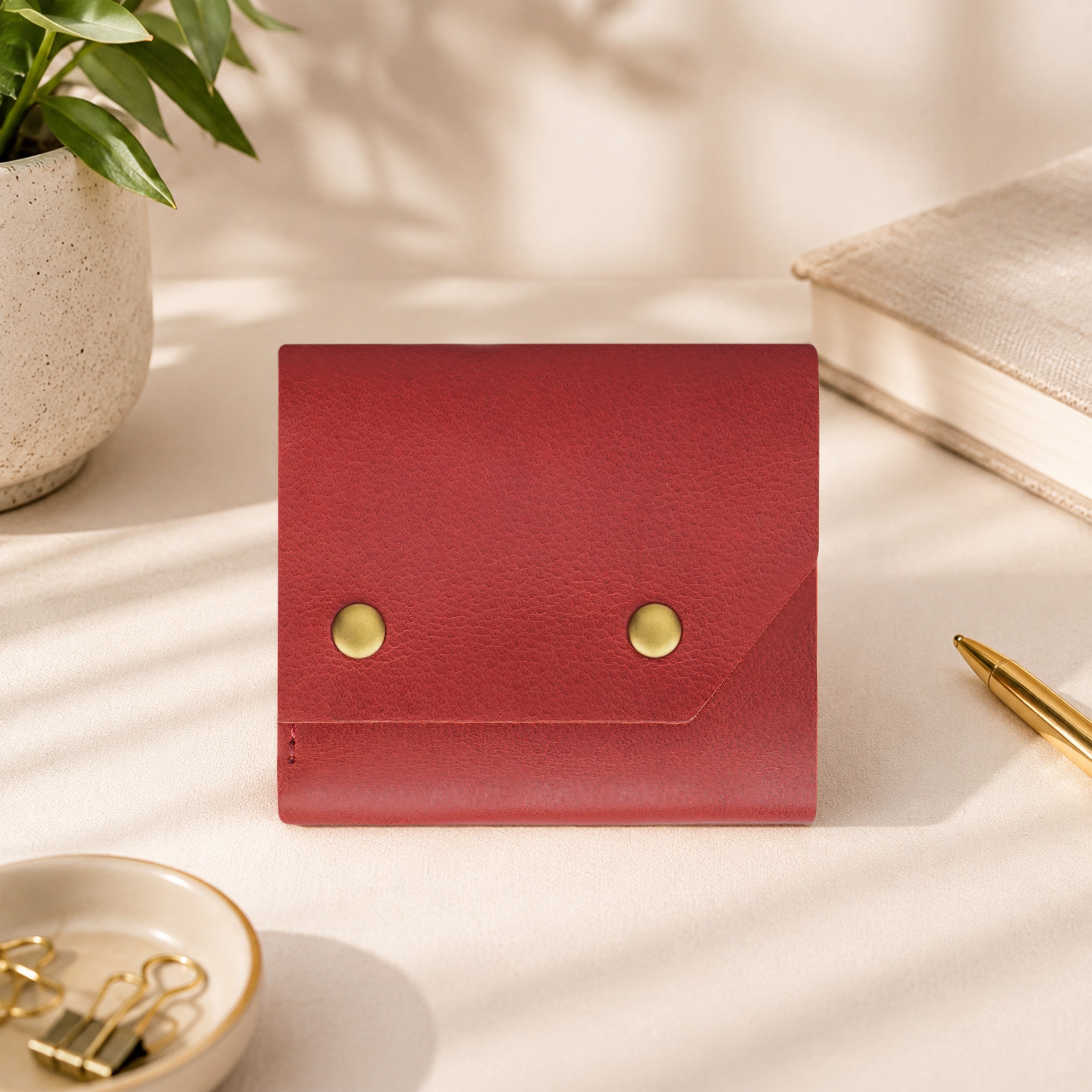 Snapper Minimalist Genuine Leather Wallet - Red