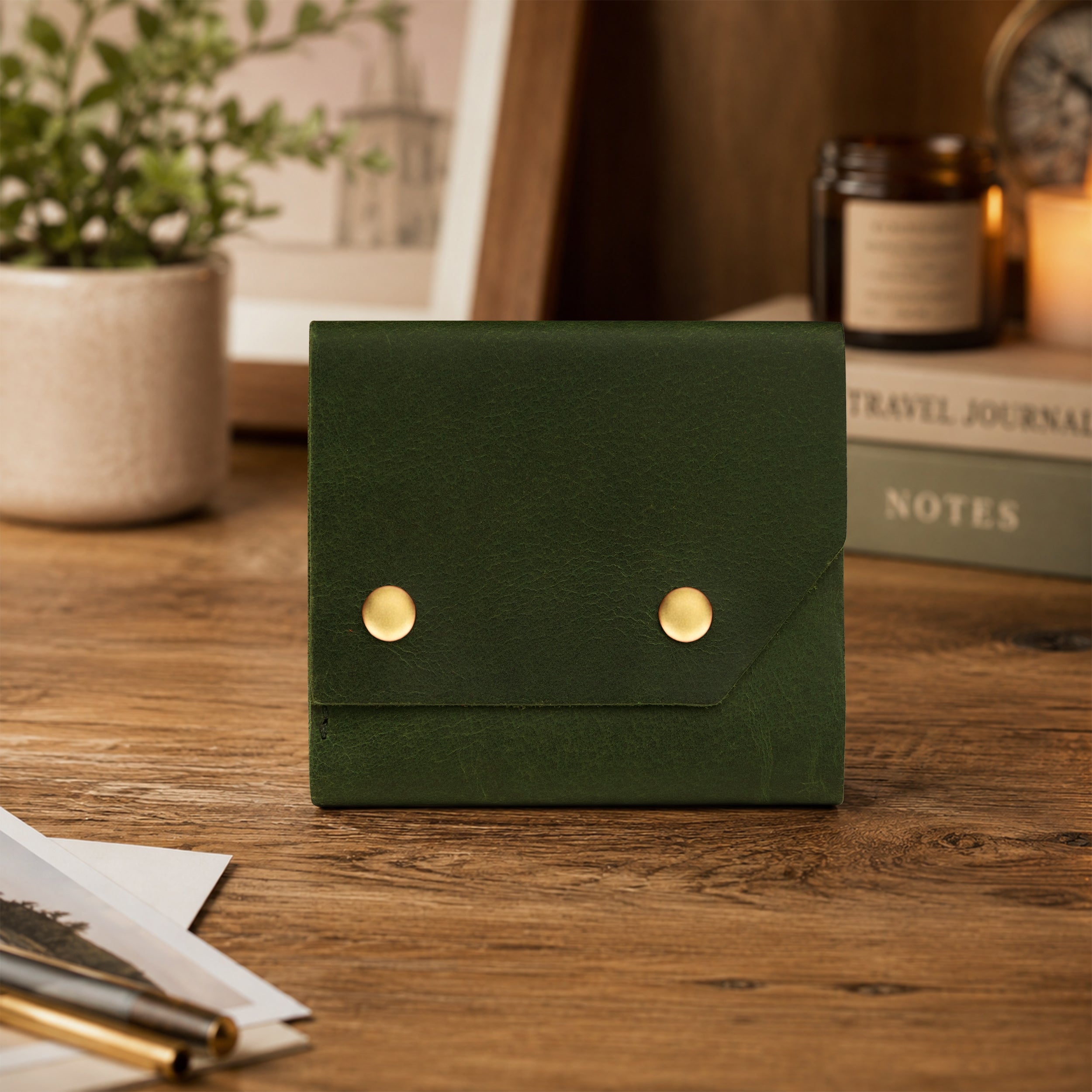 Snapper Minimalist Genuine Leather Wallet - Dark Green