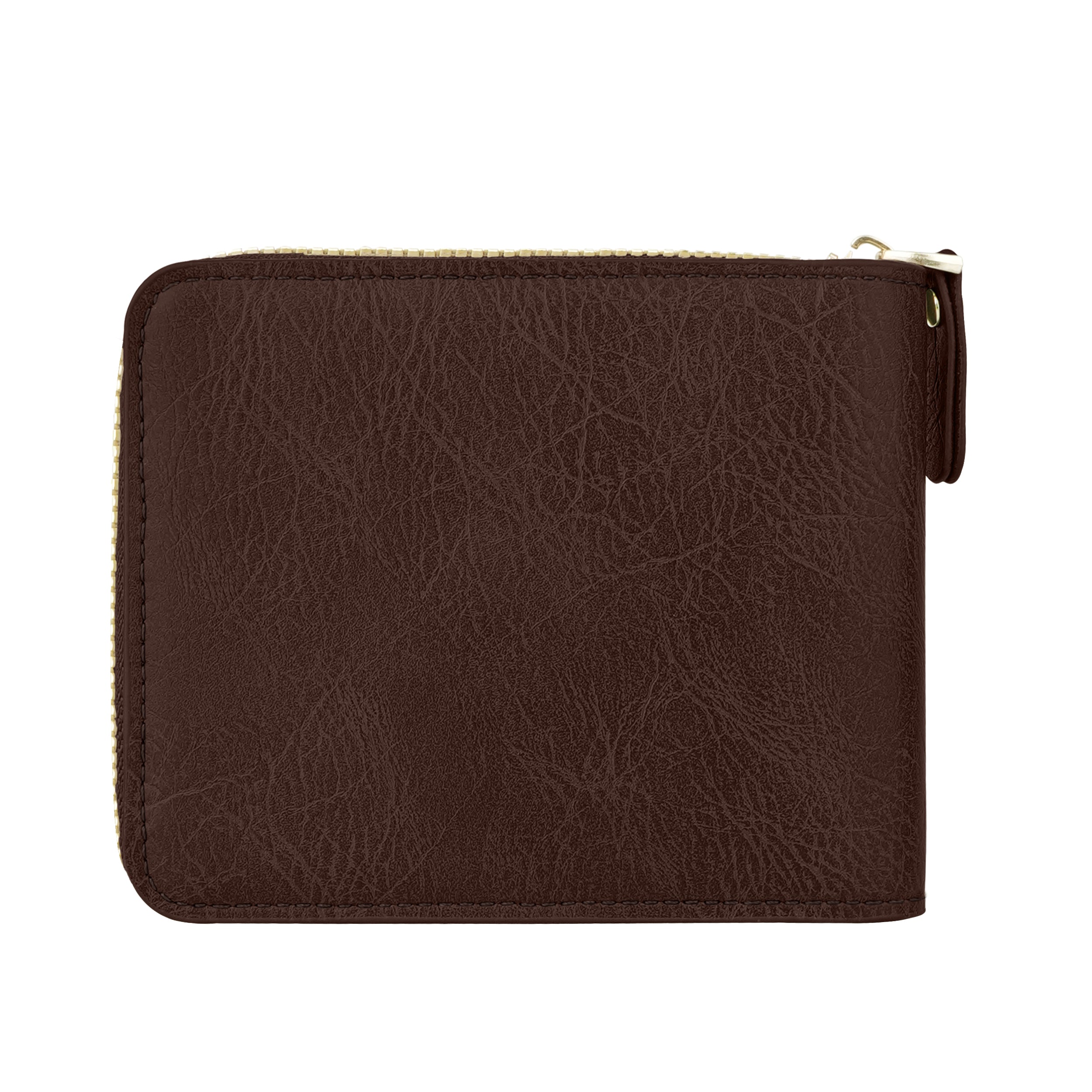 Knight Shield Genuine Leather Zipper Wallet - Dark Brown