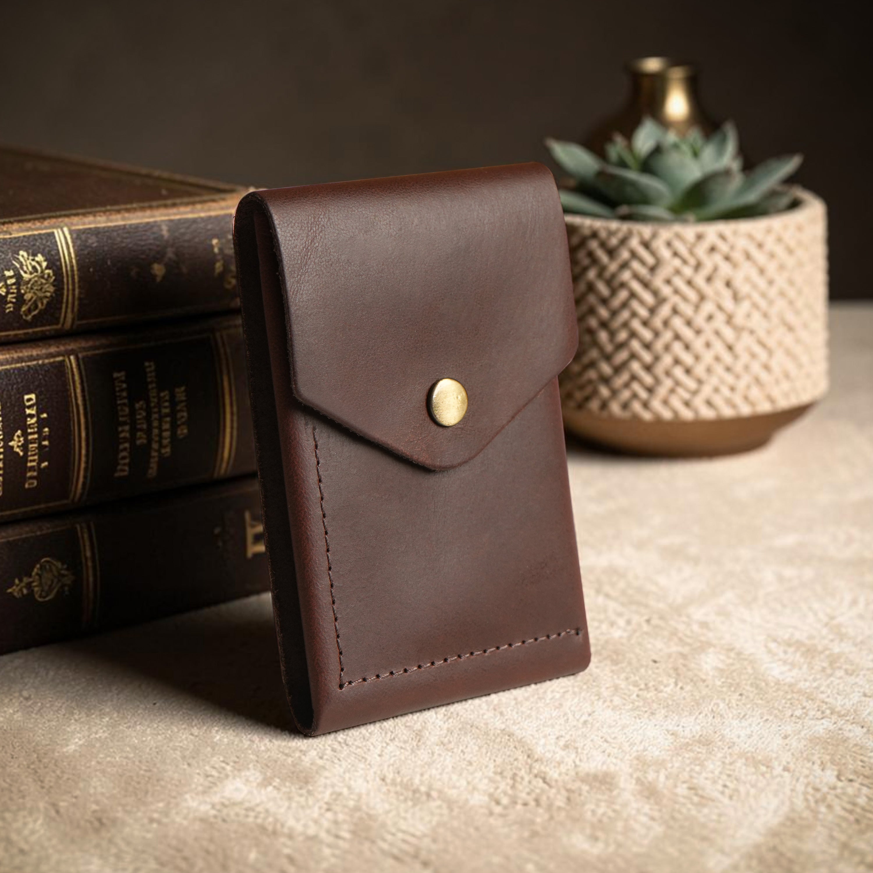 Flip Genuine Leather Wallet - Dark Brown