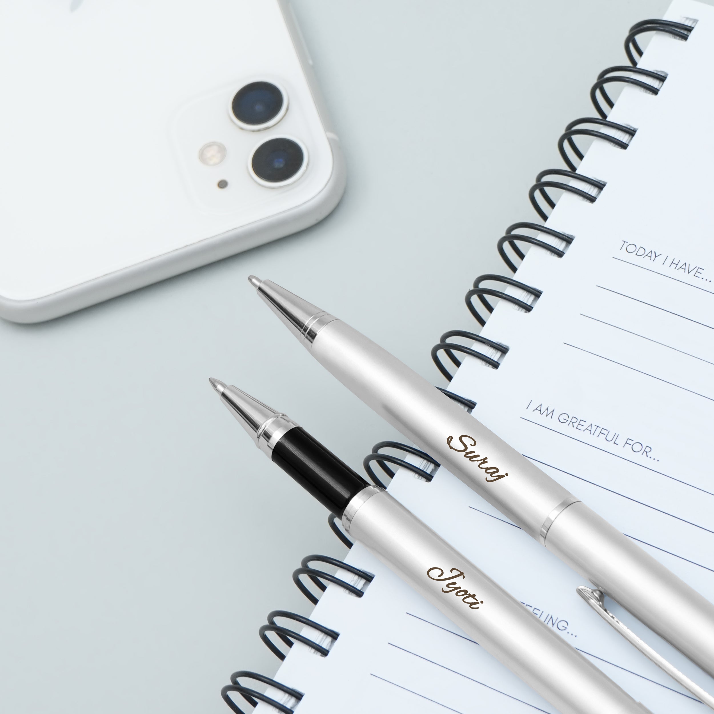 Personalized Bespoke Ball Pen Gift Set - Silver