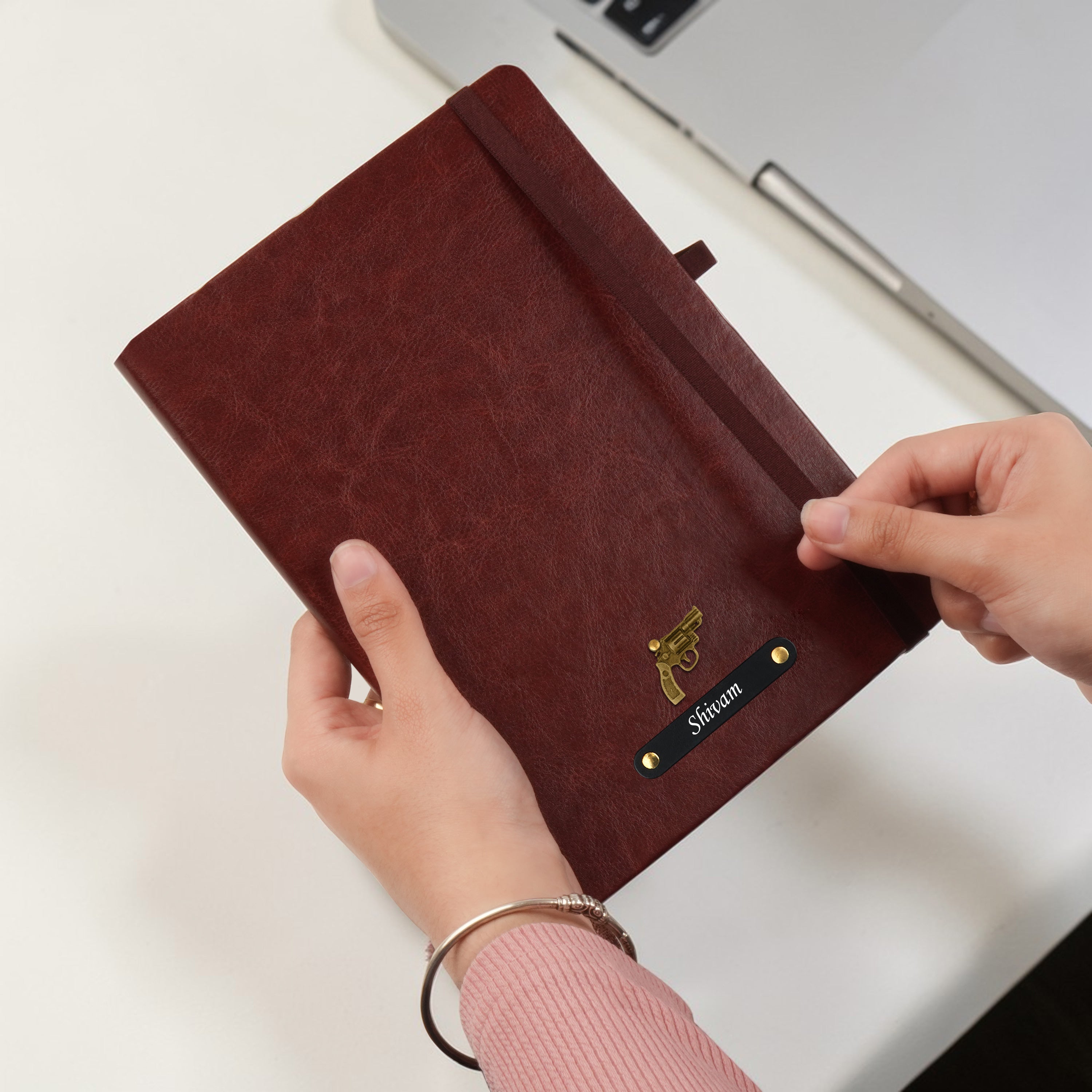Personalized Inkspire Diary With Name & Charm - Brown