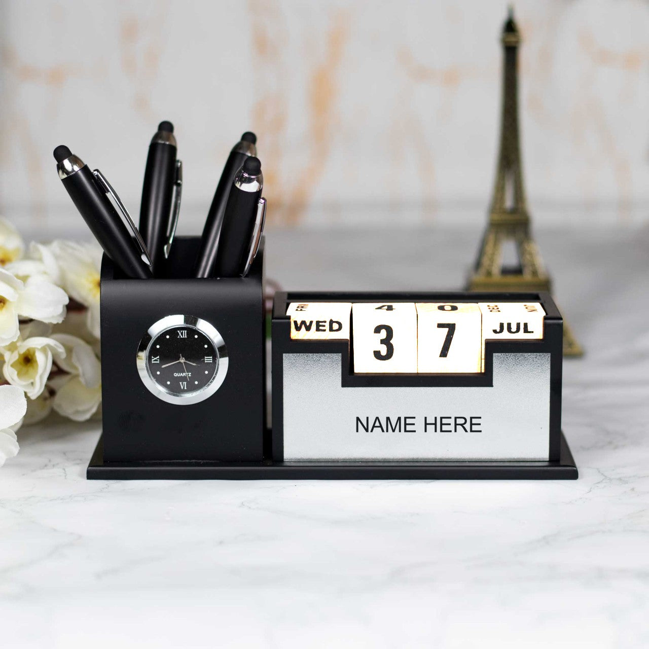 Personalized Table Stand With Calendar & Clock
