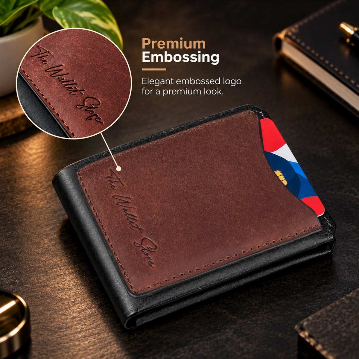 Hunter Dual-Tone Leather Men's Wallet with Magnetic Closure - Brown
