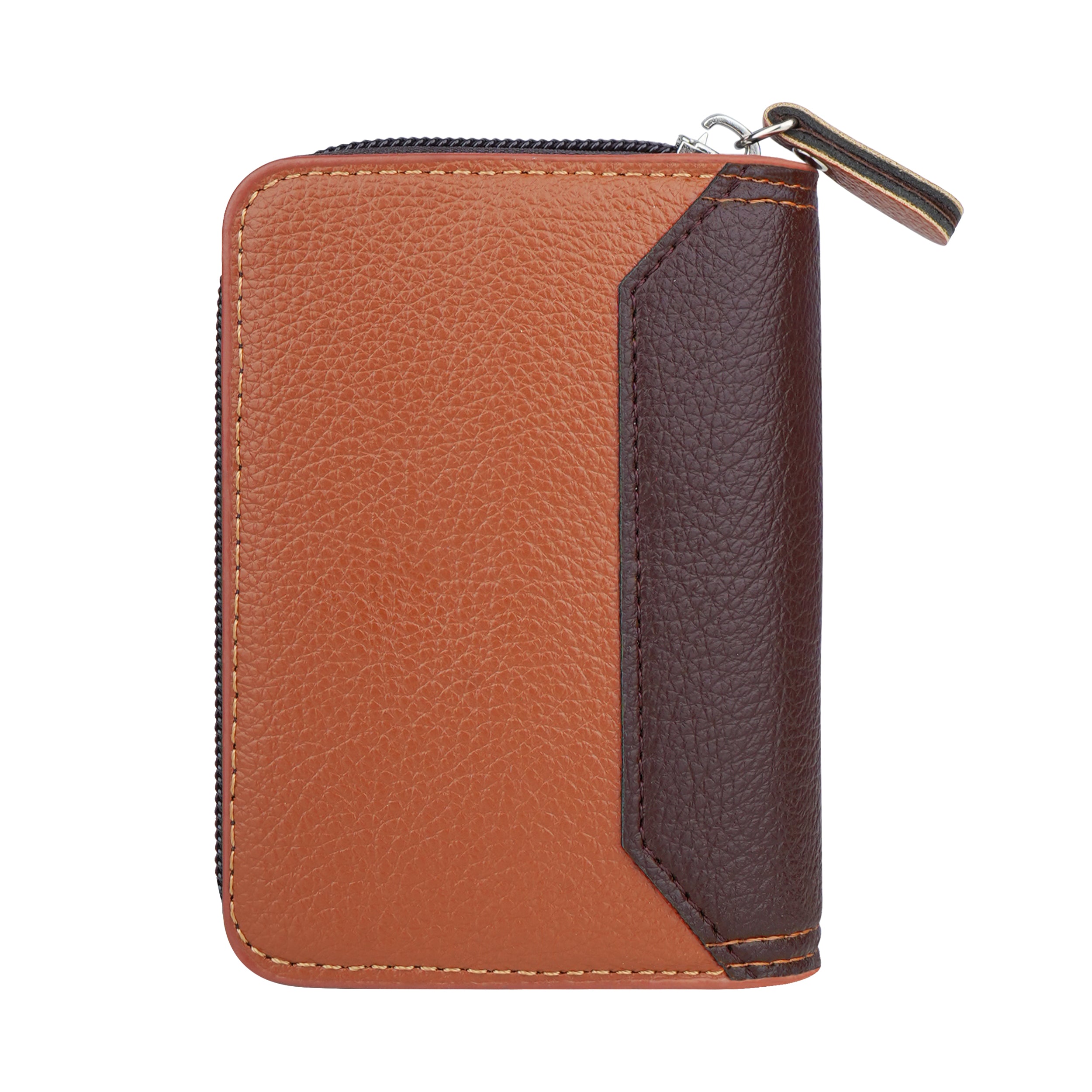 Secure Mate Vegan Leather Zipper Wallet - Tan Brown