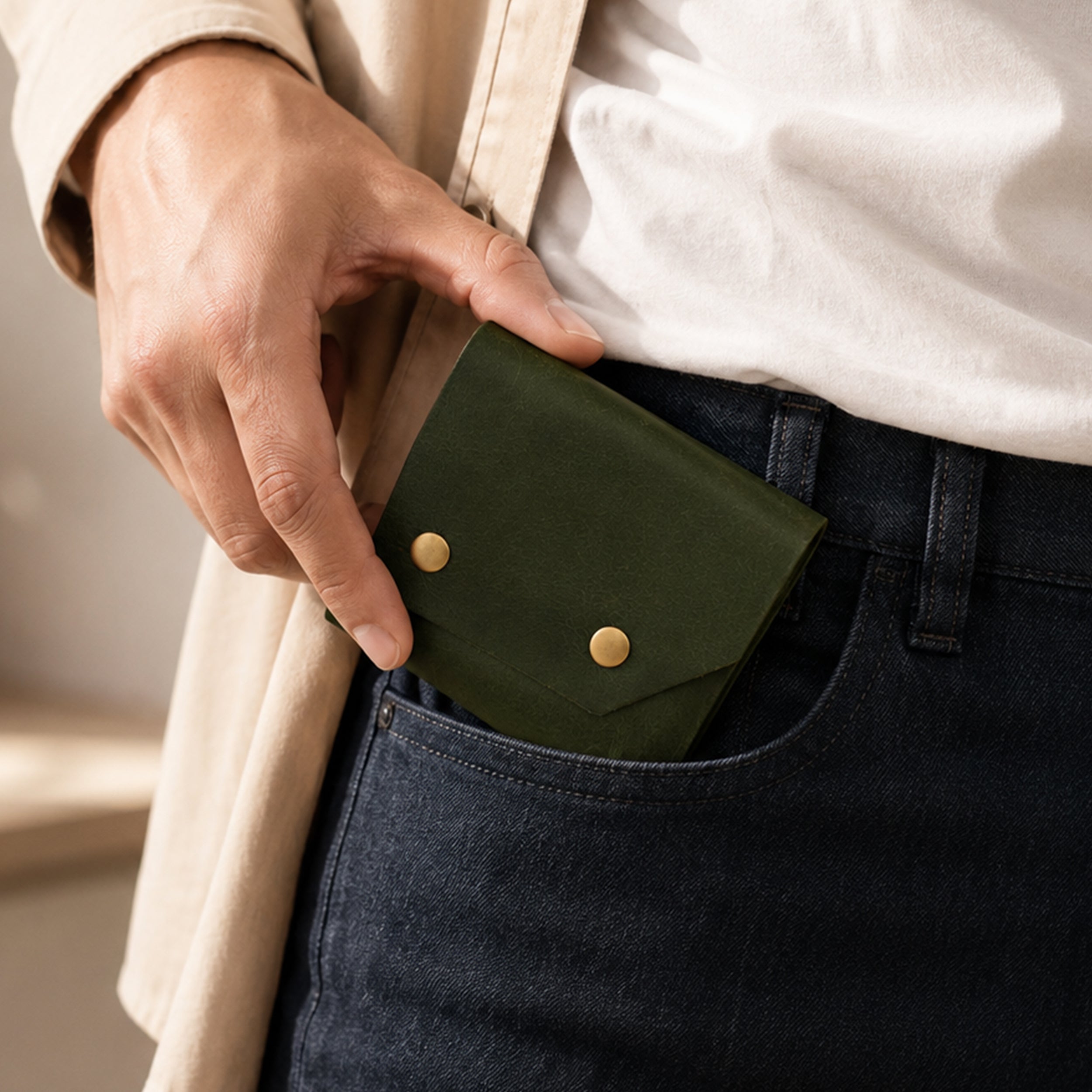 Snapper Minimalist Genuine Leather Wallet - Dark Green