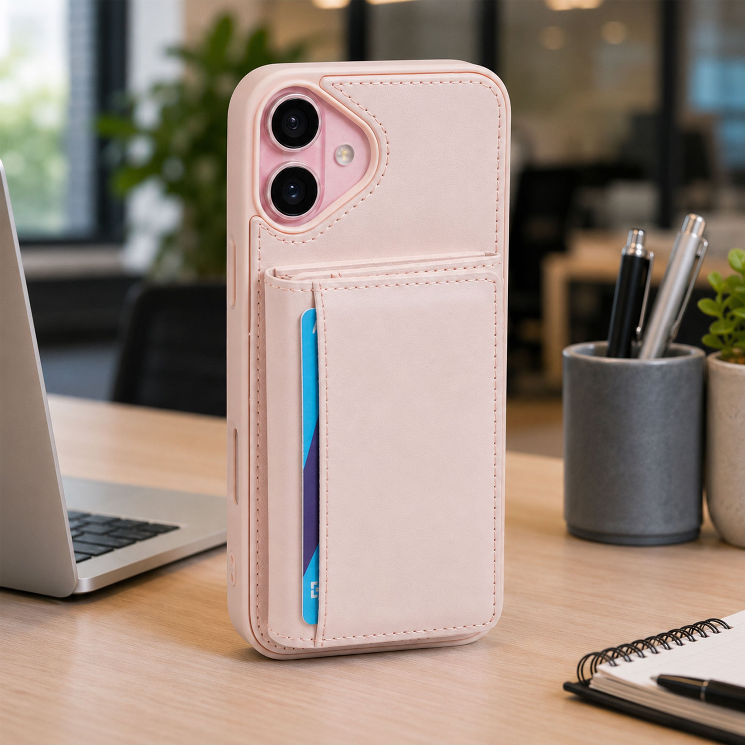 iPhone 16 Plus Magnetic Case with Detachable Cardholder - Pink