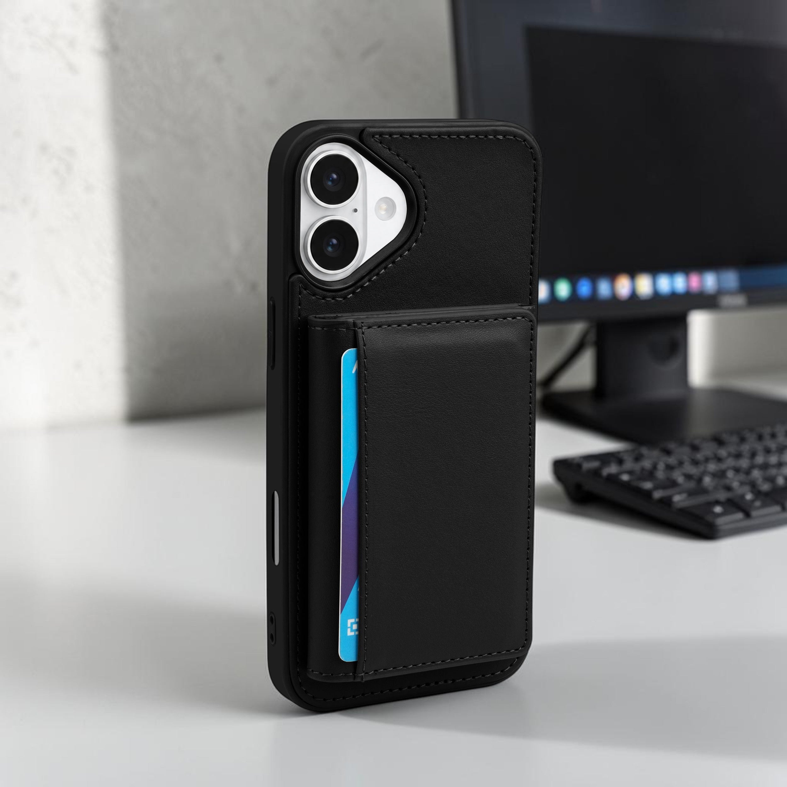 iPhone 16 Plus Magnetic Case with Detachable Cardholder - Black