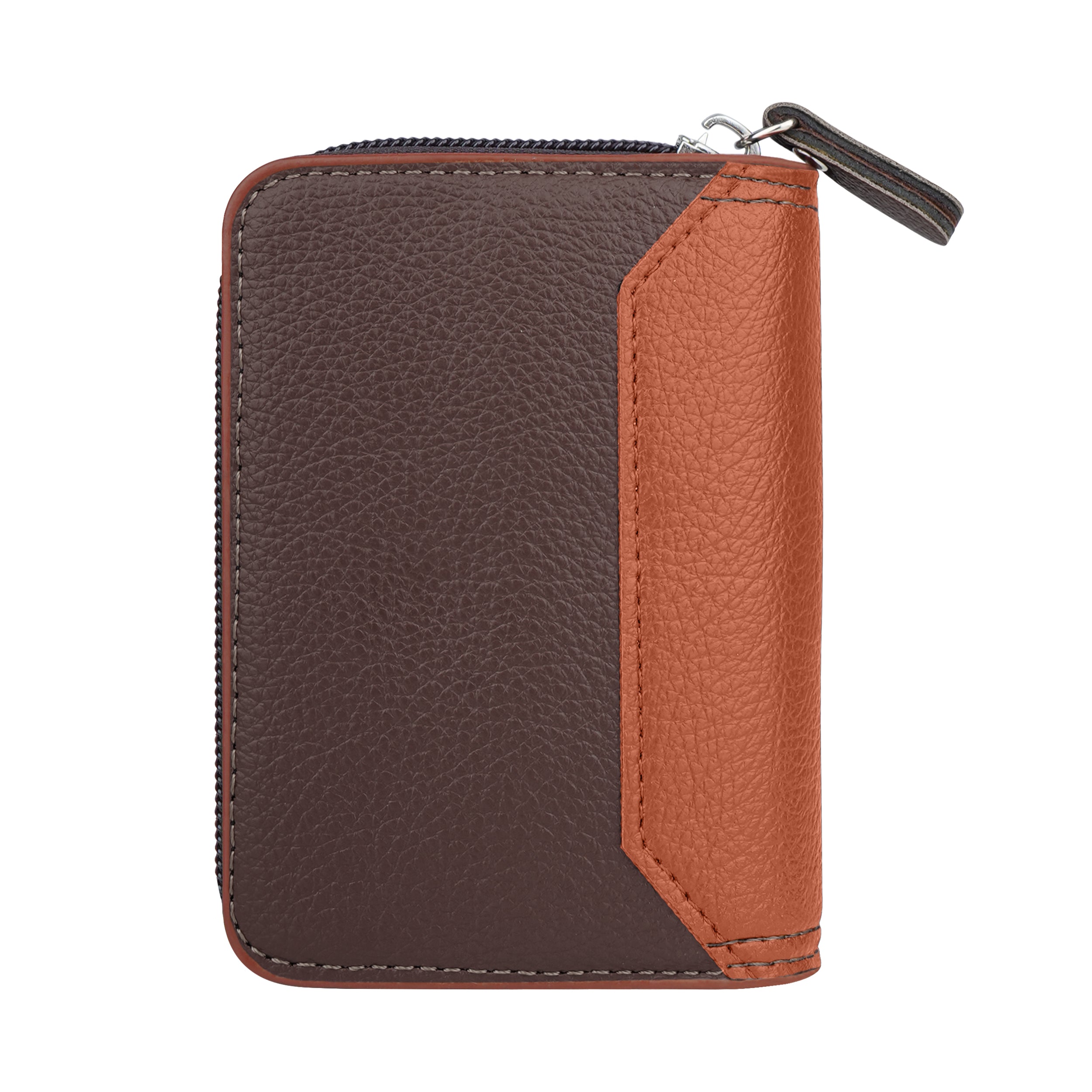 Secure Mate Vegan Leather Zipper Wallet - Brown Tan