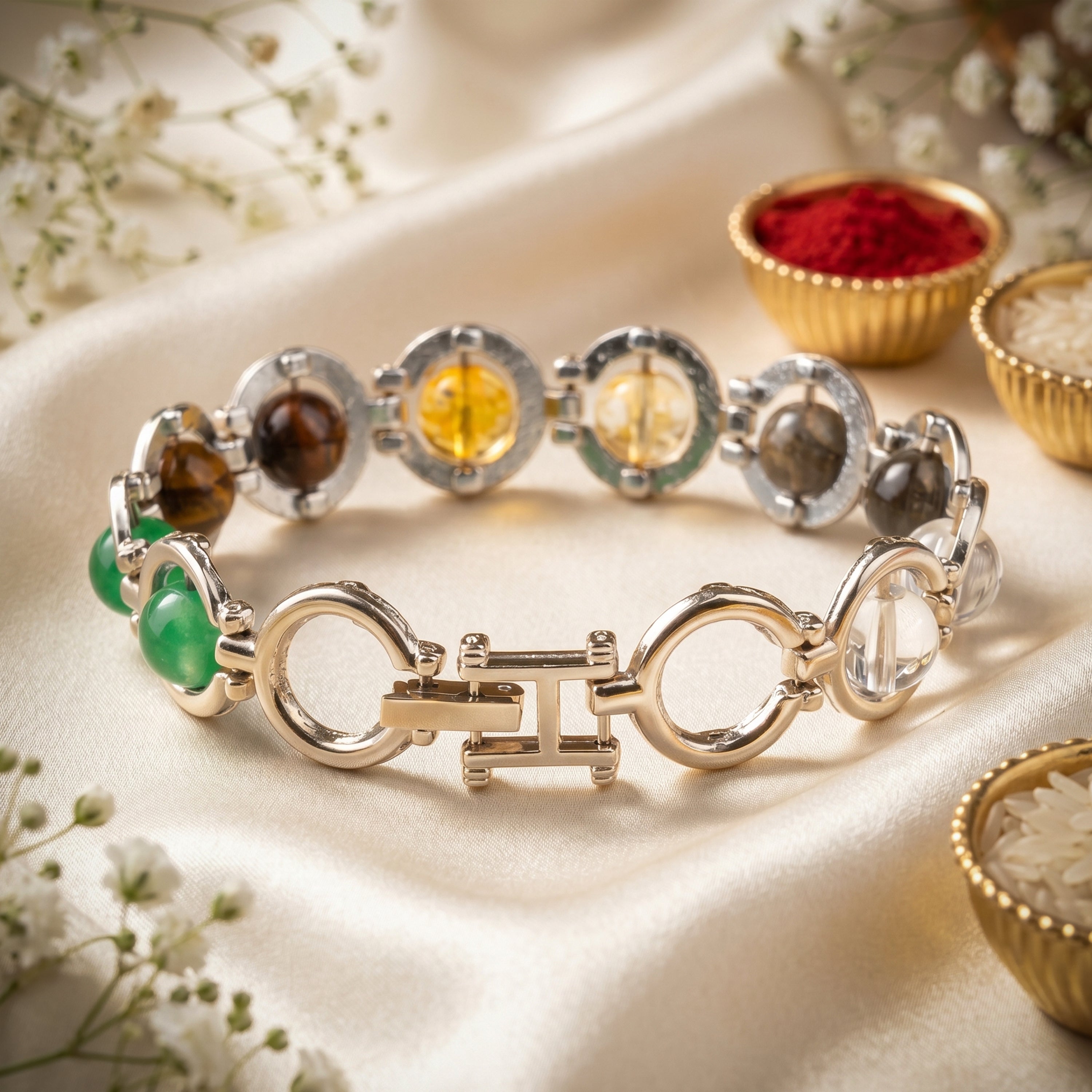 Dhan Yog Silver Bracelet Rakhi